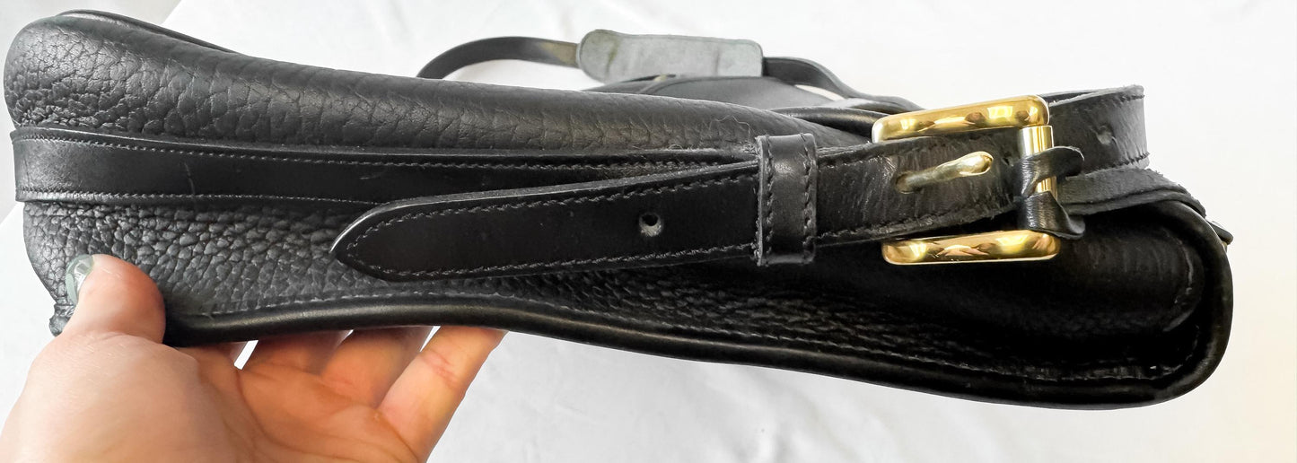 Vintage Dooney and Bourke Black Pebbled Leather Crossbody Briefcase Satchel Work Bag