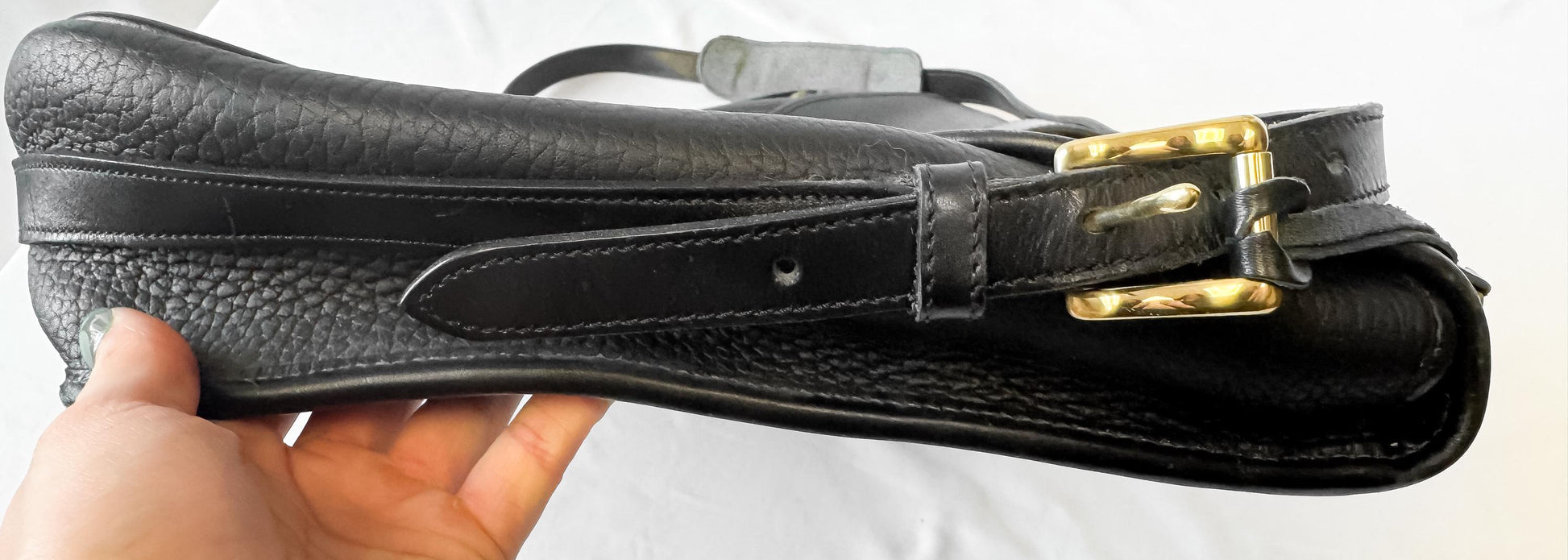 Vintage Dooney and Bourke Black Pebbled Leather Crossbody Briefcase Satchel Work Bag