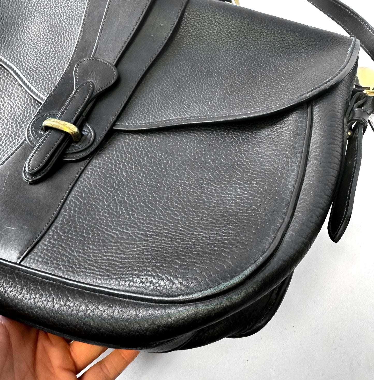 Vintage Dooney and Bourke Black Pebbled Leather Crossbody Briefcase Satchel Work Bag
