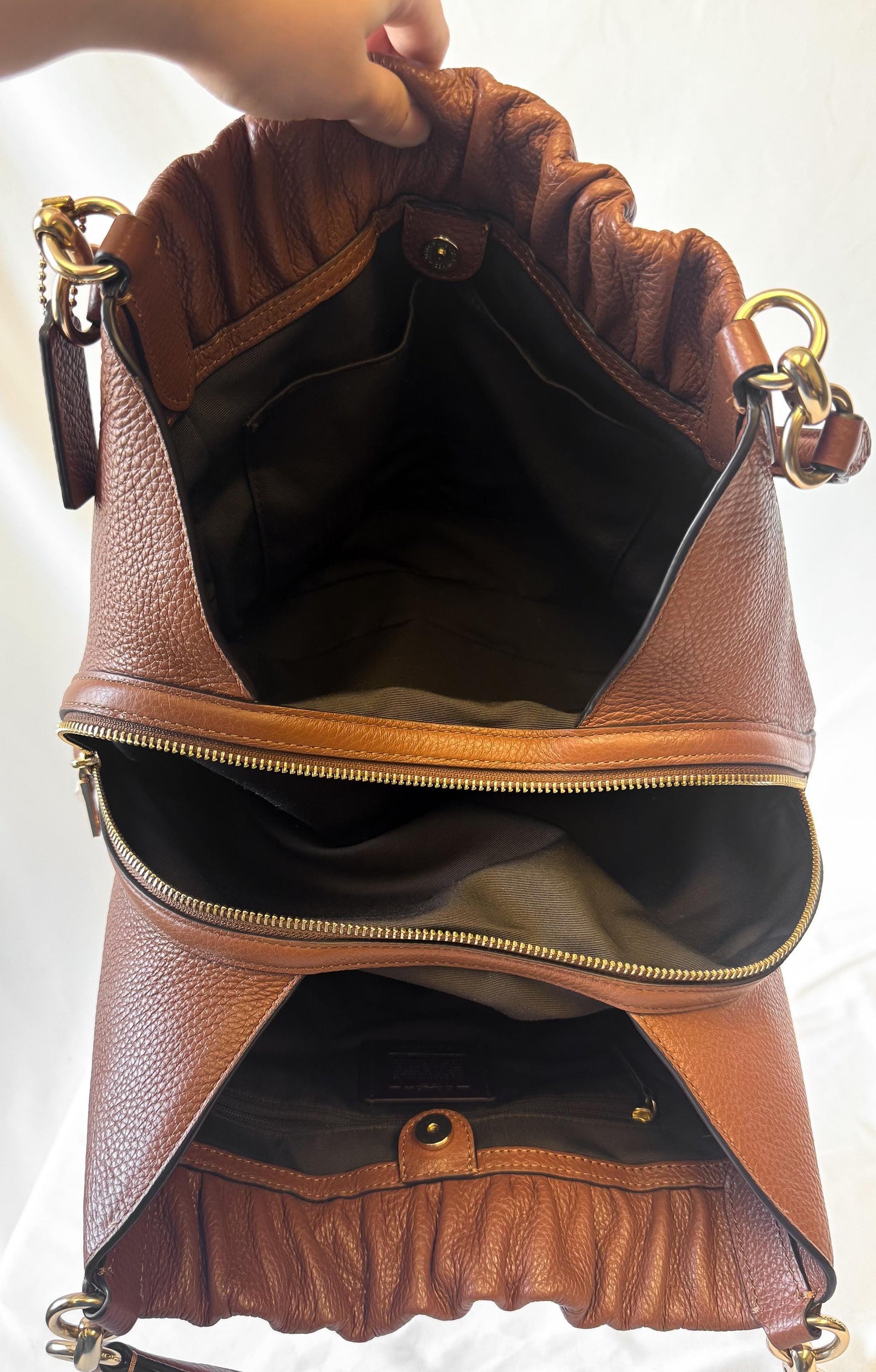 Modern NWOT Coach Maya Redwood Brown Pebbled Leather Shoulder Bag, Style 1454