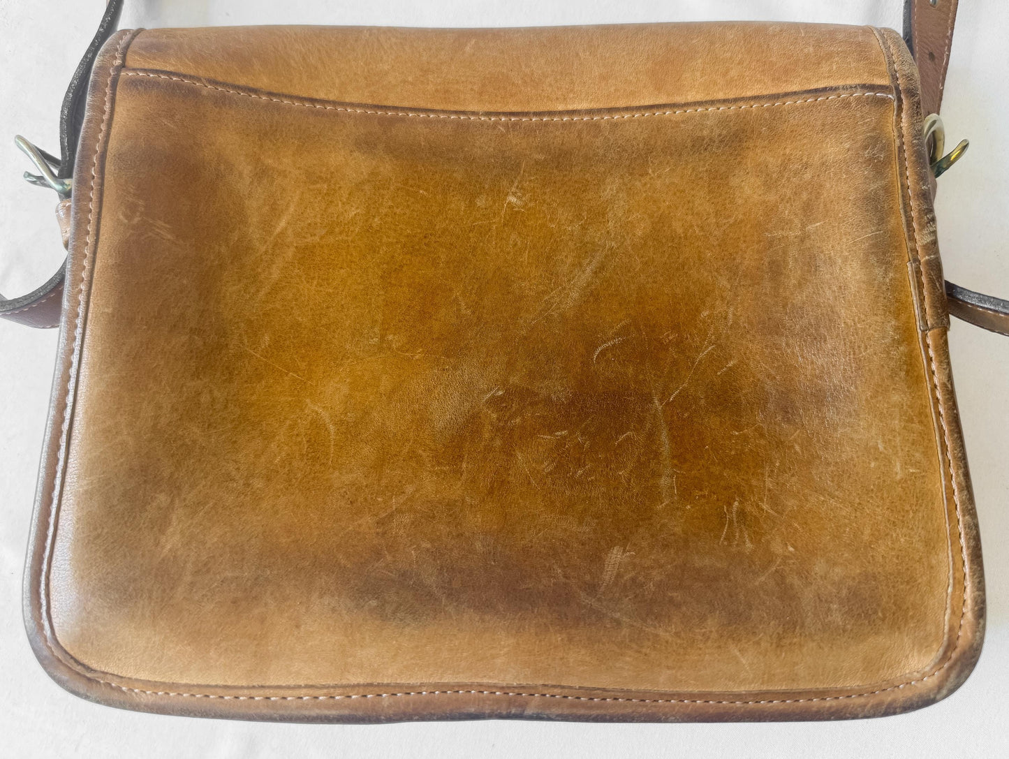 Vintage 70s Coach Tan Leather Saddle Pouch Crossbody Purse, Unique Rare Collectors Coach Bag
