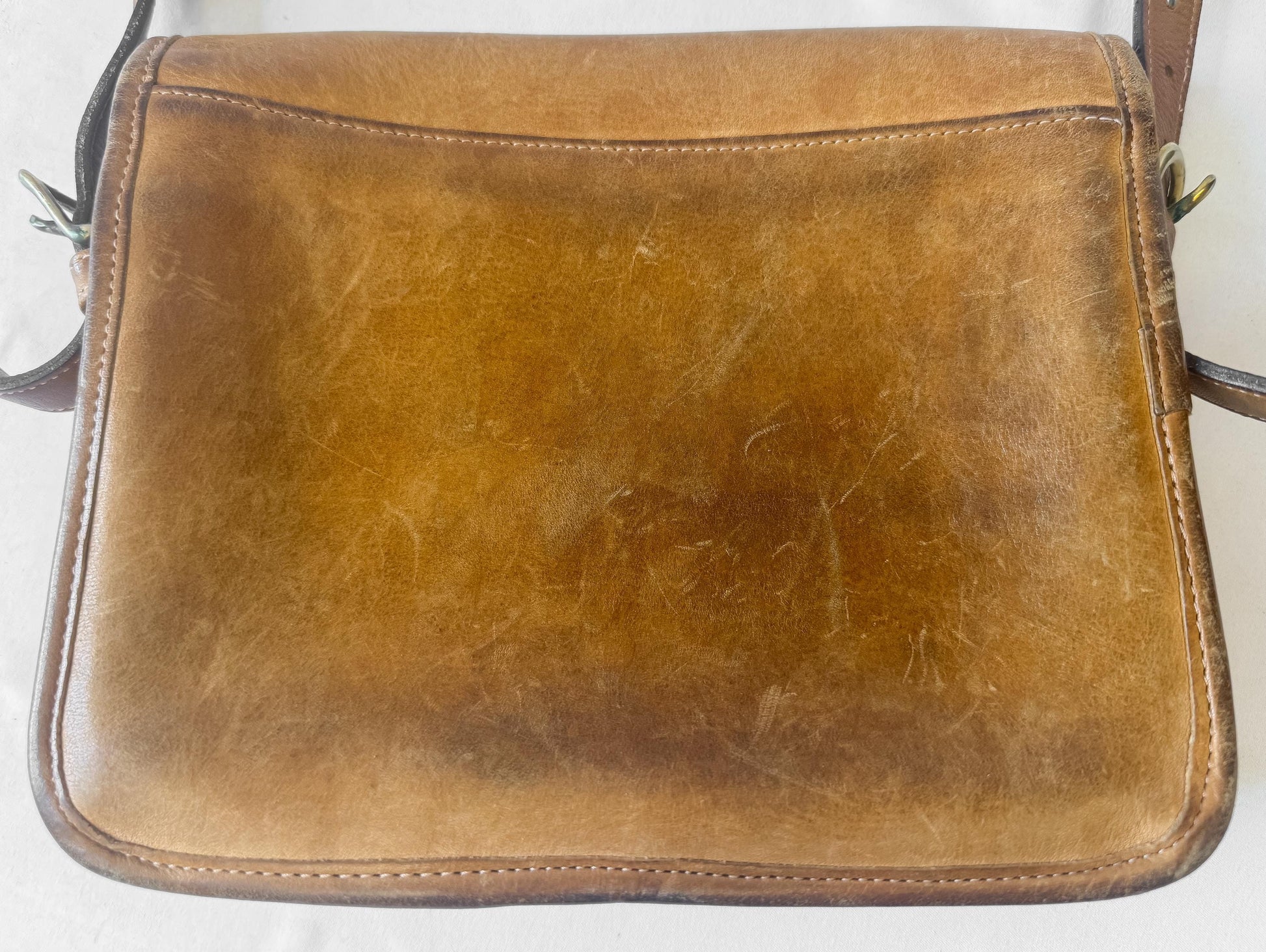 Vintage 70s Coach Tan Leather Saddle Pouch Crossbody Purse, Unique Rare Collectors Coach Bag