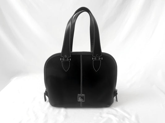Vintage Dooney and Bourke Toiny Black Smooth Leather Satchel Top Handle Bag
