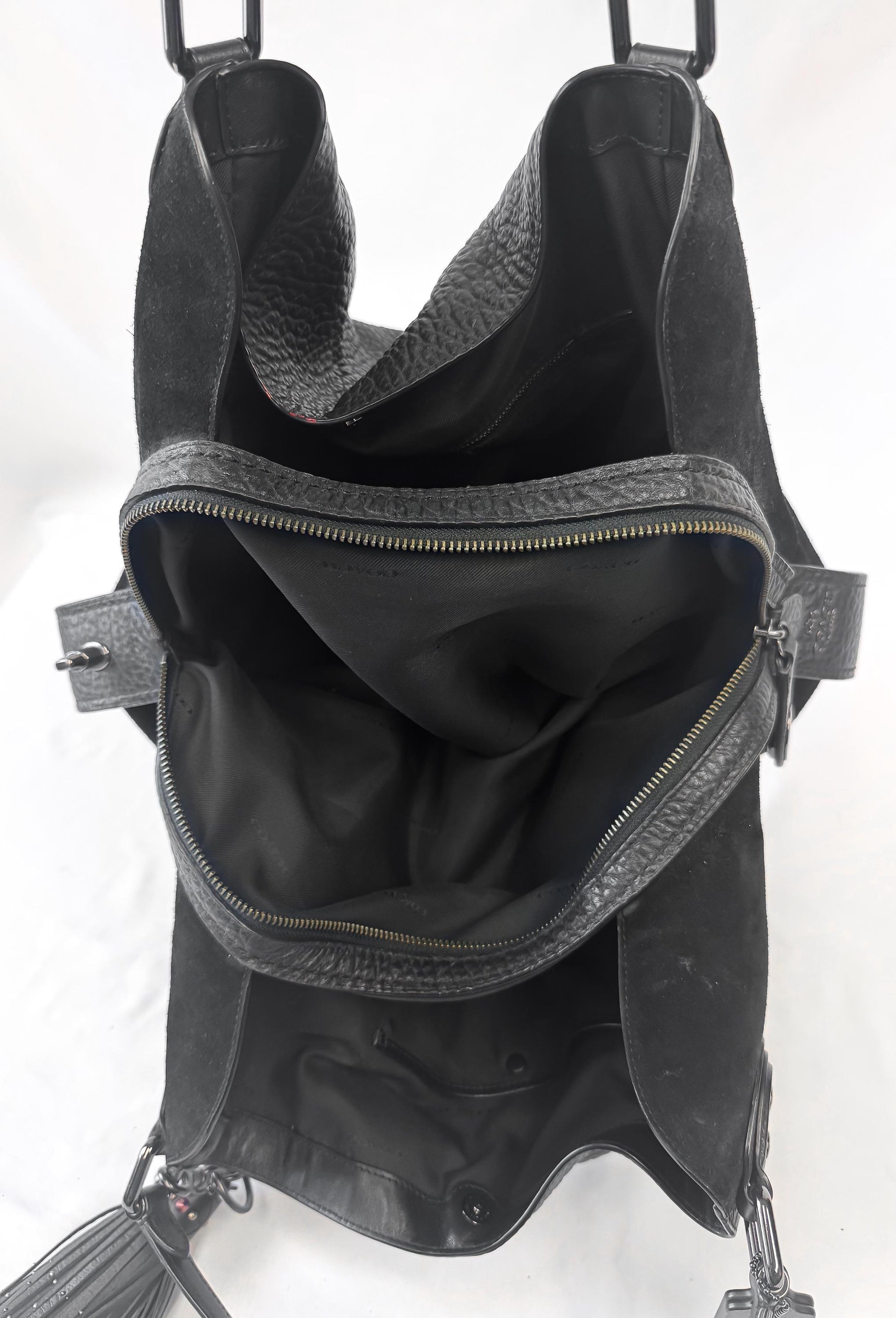 Modern Coach Edie 42 Black Leather Suede Slouchy Shoulder Bag, Style 57647