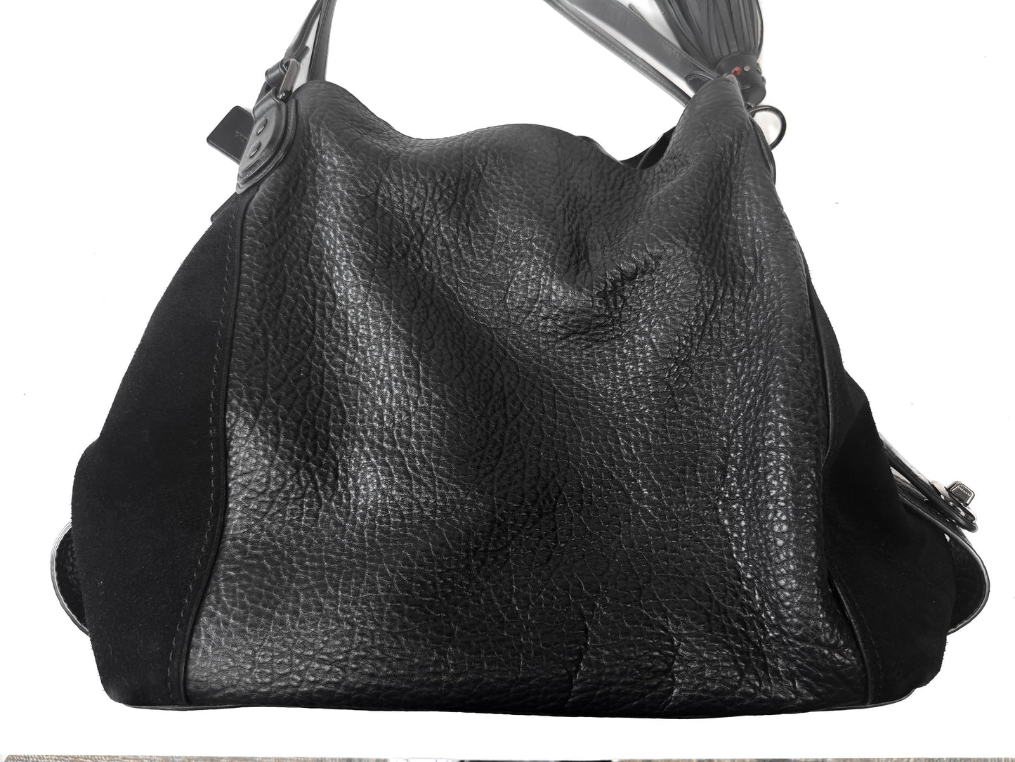 Modern Coach Edie 42 Black Leather Suede Slouchy Shoulder Bag, Style 57647
