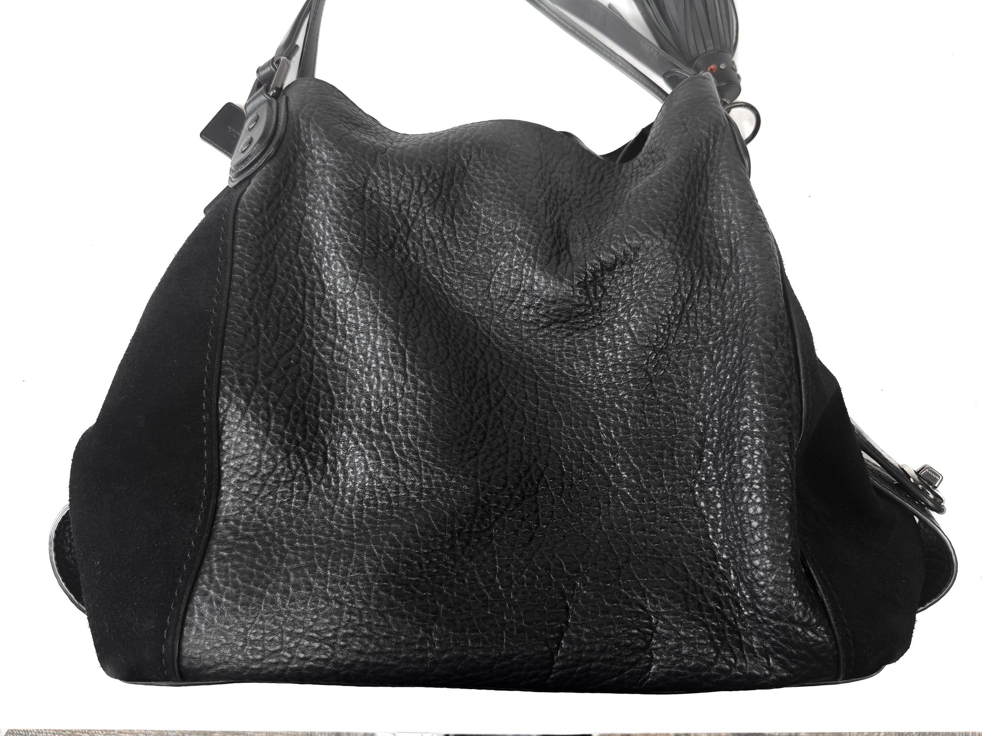 Modern Coach Edie 42 Black Leather Suede Slouchy Shoulder Bag, Style 57647
