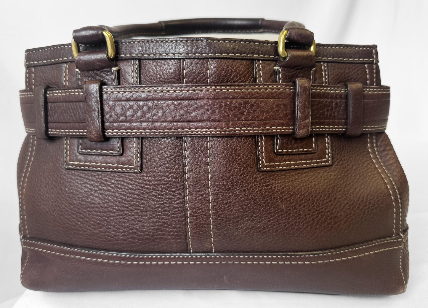 Y2K Coach Hampton Chocolate Brown Pebbled Leather Satchel Shoulder Bag, Style 10212
