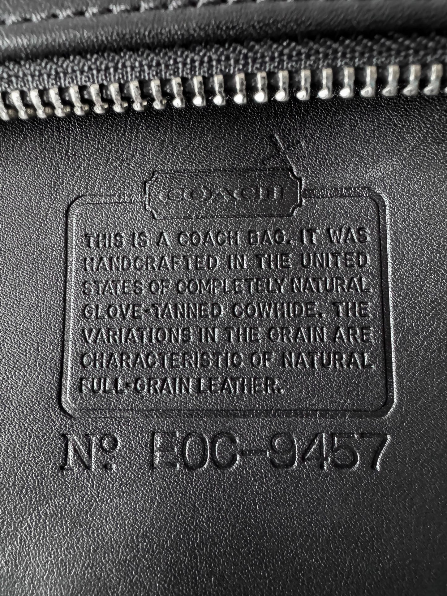 00s Coach Chelsea Slim Messenger Black Leather Crossbody Bag, Style 9457