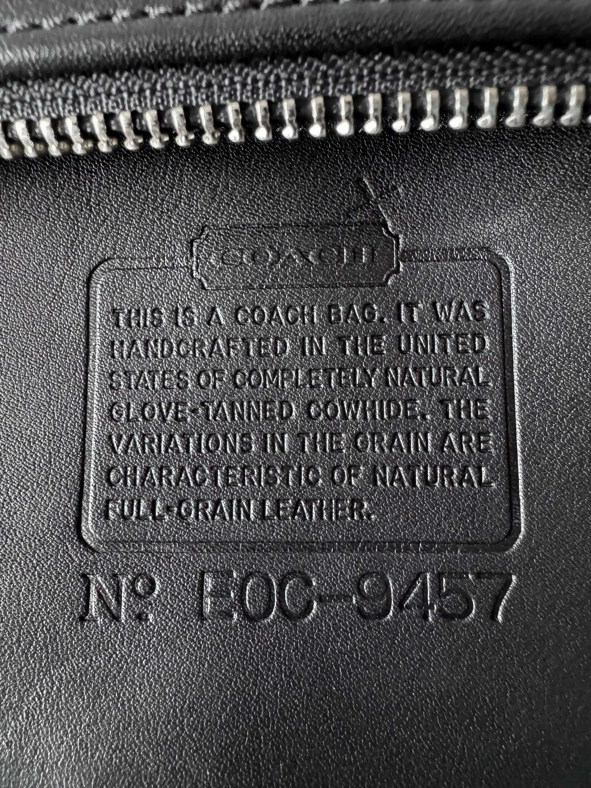 00s Coach Chelsea Slim Messenger Black Leather Crossbody Bag, Style 9457