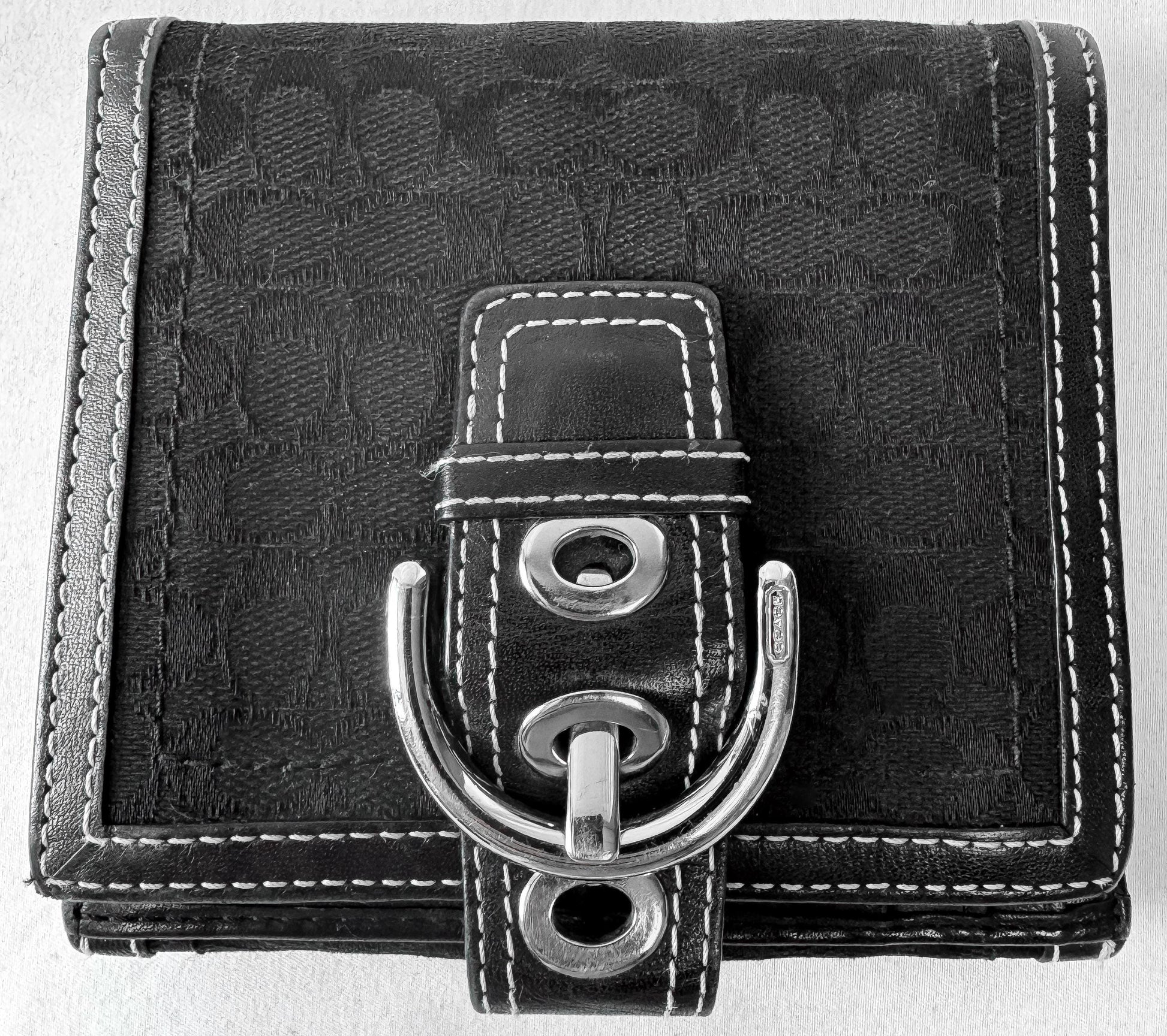 Y2K Vintage Coach Soho Signature Buckle Black Canvas Leather Wallet