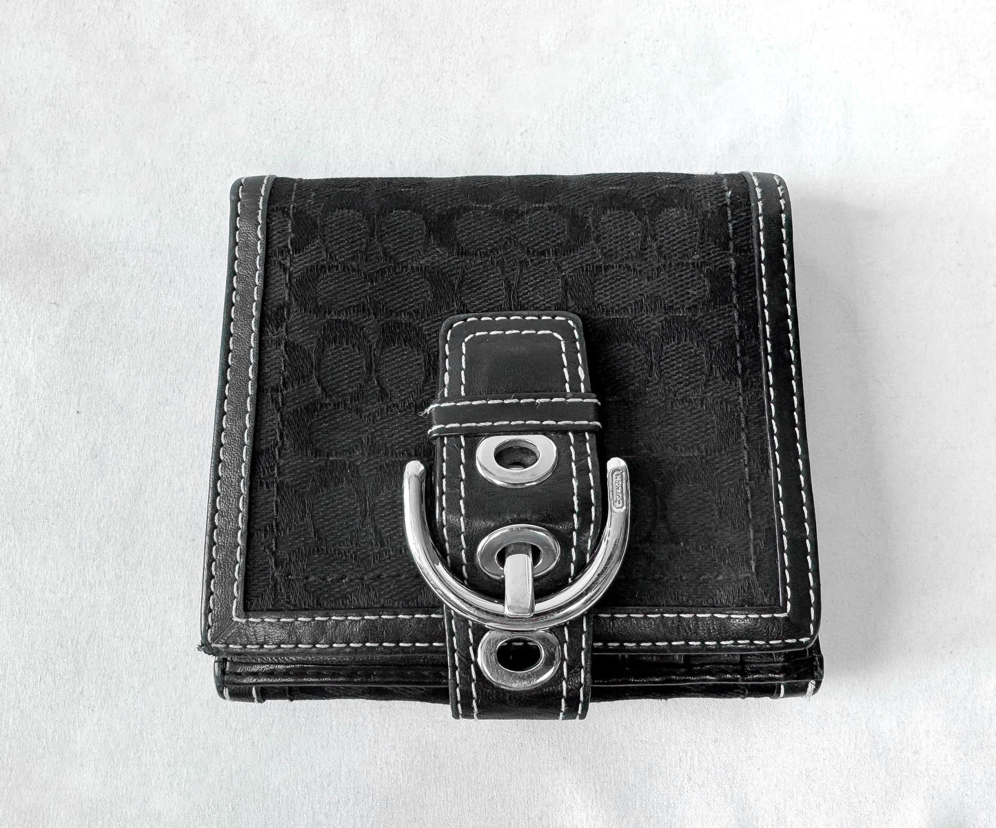 Y2K Vintage Coach Soho Signature Buckle Black Canvas Leather Wallet