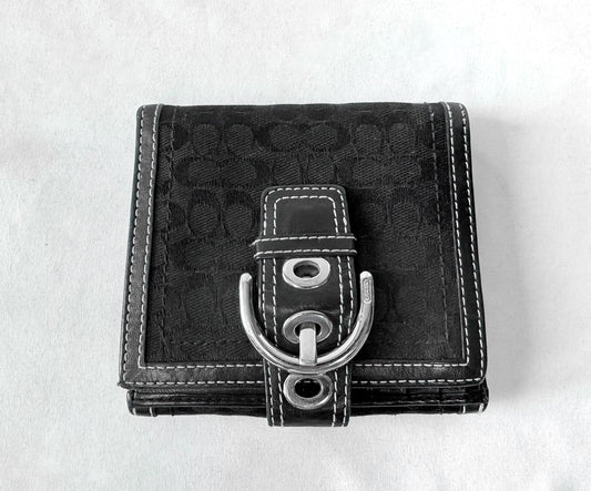 Y2K Vintage Coach Soho Signature Buckle Black Canvas Leather Wallet