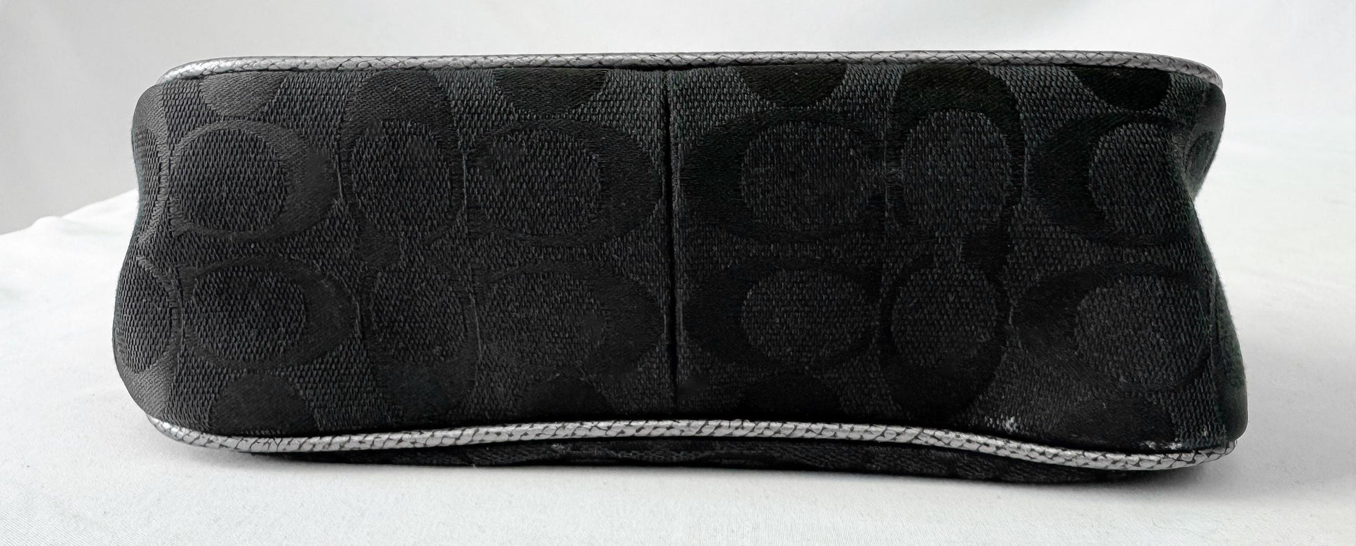 Y2K Style Coach Nolita 19 Canvas Jacquard Signature Black Silver Metallic Piping Detail with Mini Bag Detachable Crossbody Strap