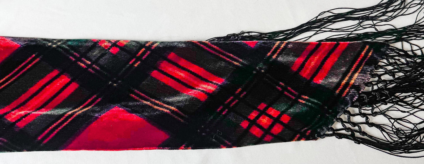 NWT Ralph Lauren Red Plaid Velvet Fringe Detail Halter Top, Sz. M
