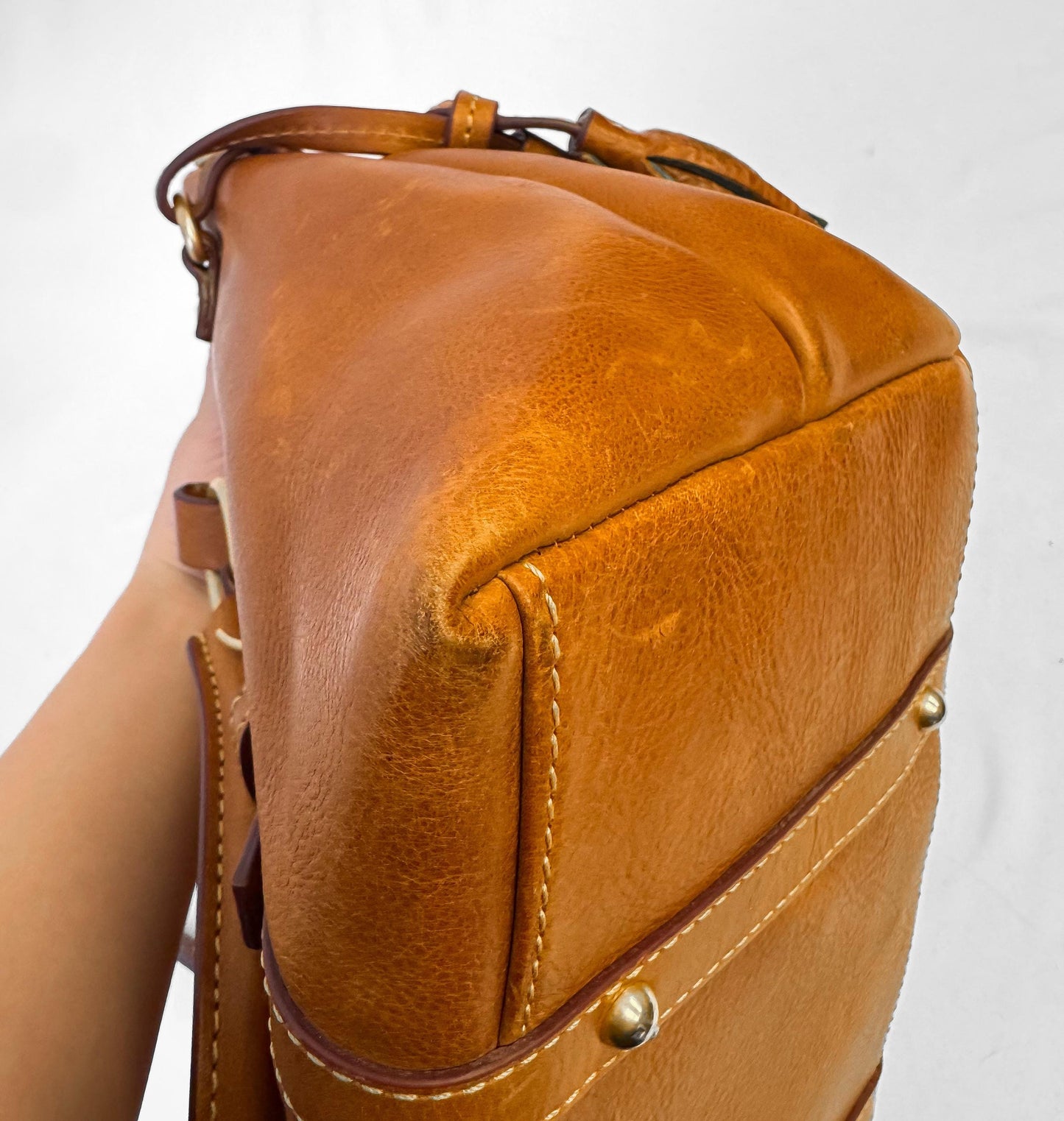 Vintage Dooney and Bourke Florentine Bristol Natural Brown Top Handle Satchel Bag