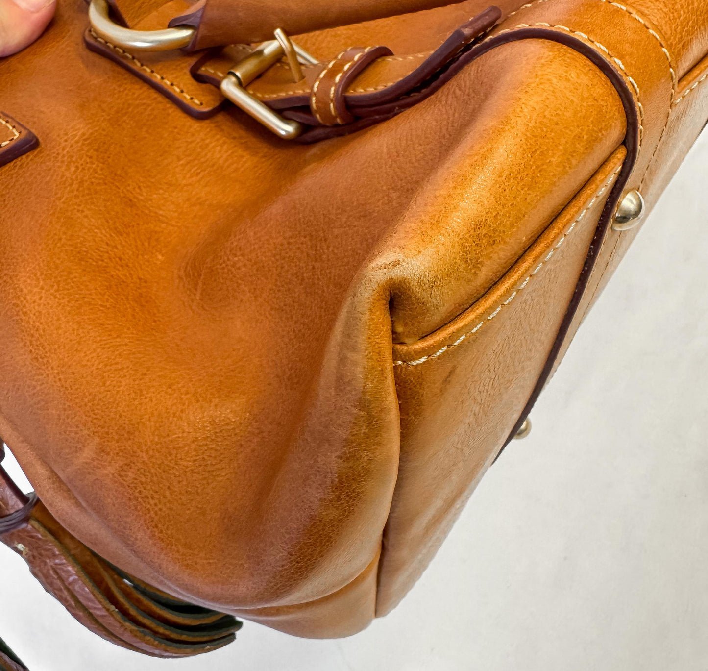 Vintage Dooney and Bourke Florentine Bristol Natural Brown Top Handle Satchel Bag
