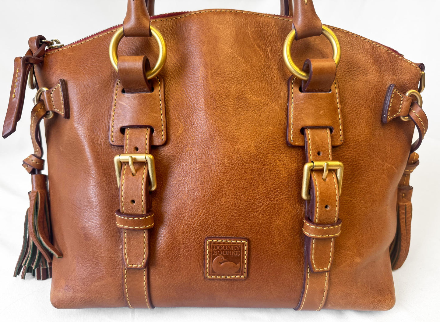 Vintage Dooney and Bourke Florentine Bristol Natural Brown Top Handle Satchel Bag