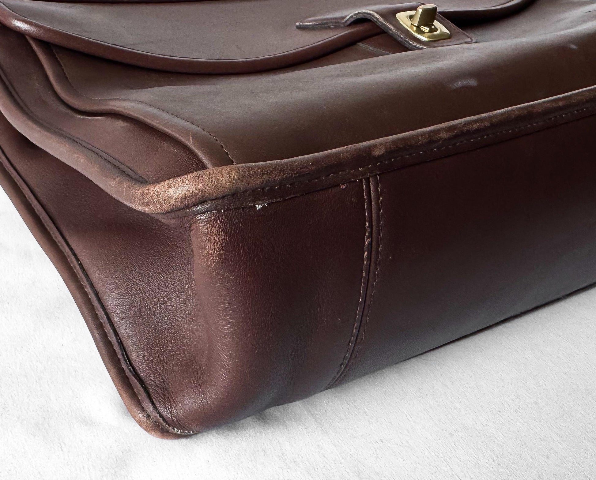 90s Coach Lenox Mahognany Brown Leather Briefcase with Detachable Crossbody Strap, Style 5213