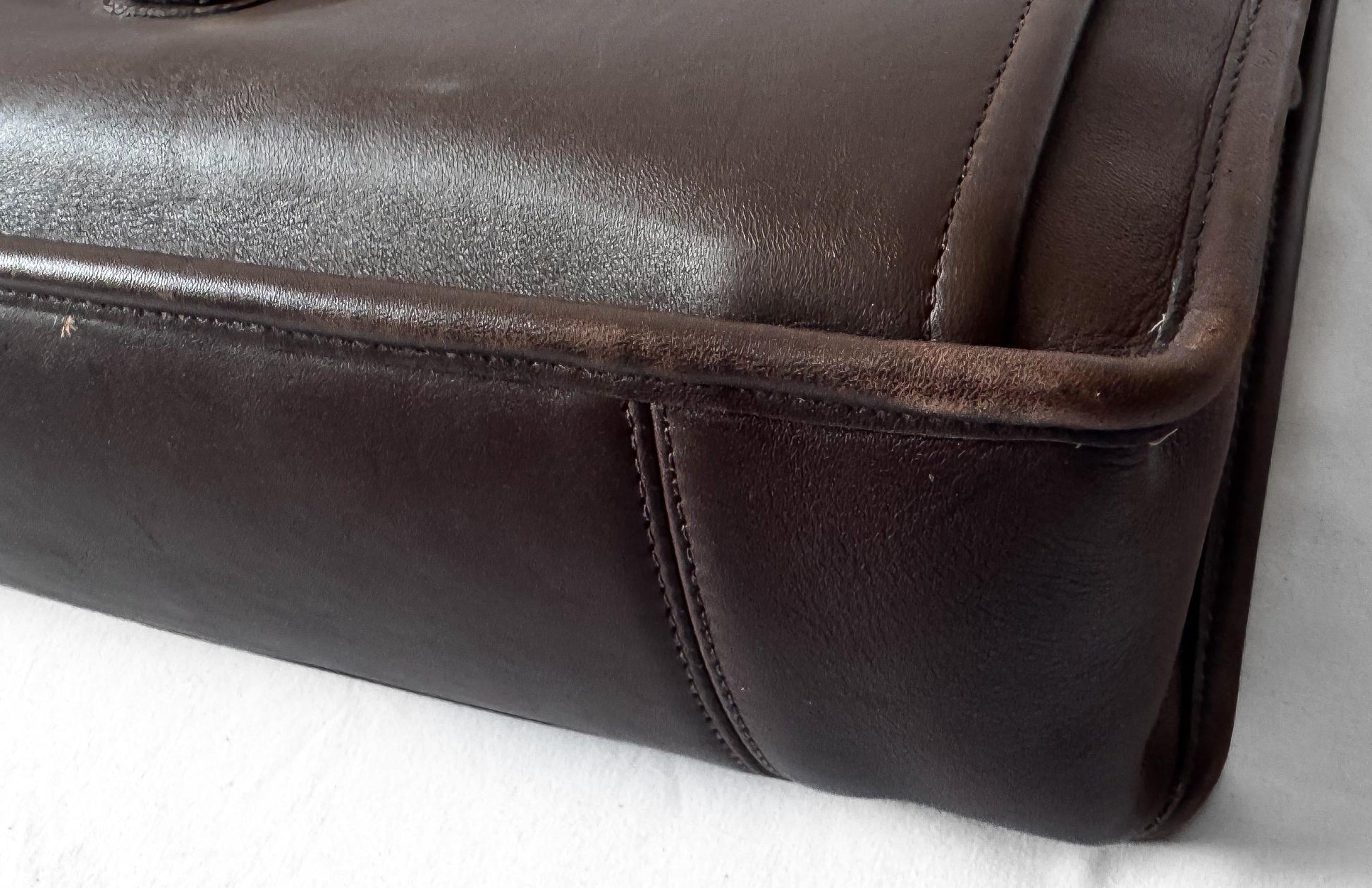 90s Coach Lenox Mahognany Brown Leather Briefcase with Detachable Crossbody Strap, Style 5213