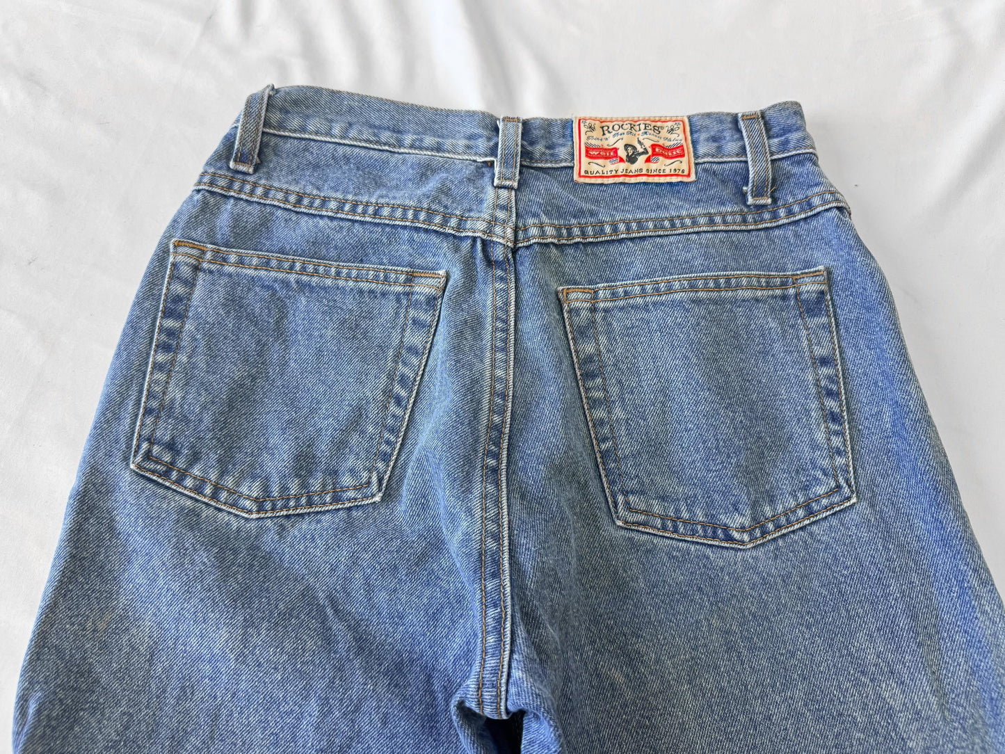 Vintage Rockies Medium Wash Mid Rise Tapered Mom Jeans, Sz. 28" x 34", Vintage Western Jeans