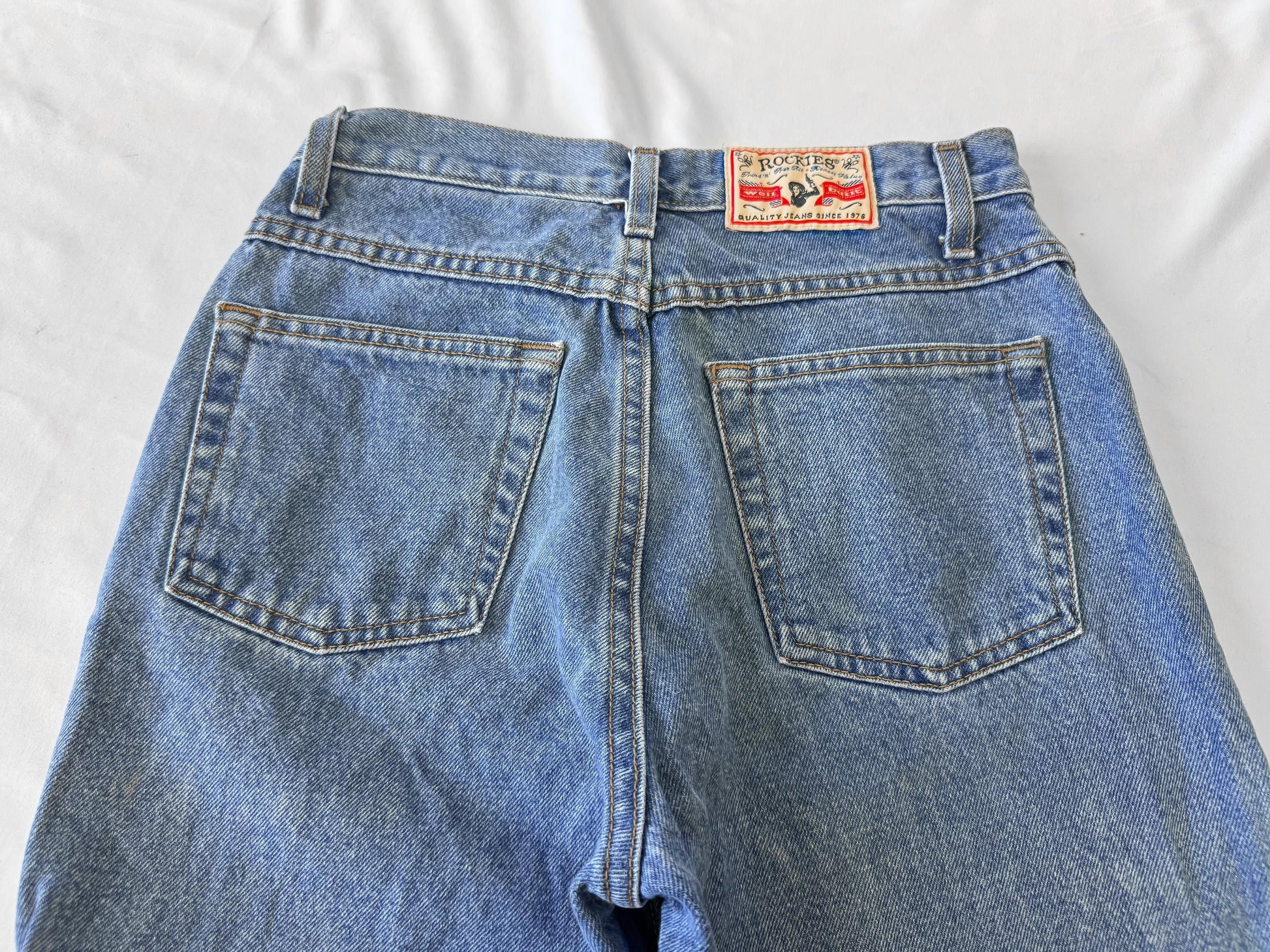 Vintage Rockies Medium Wash Mid Rise Tapered Mom Jeans, Sz. 28" x 34", Vintage Western Jeans