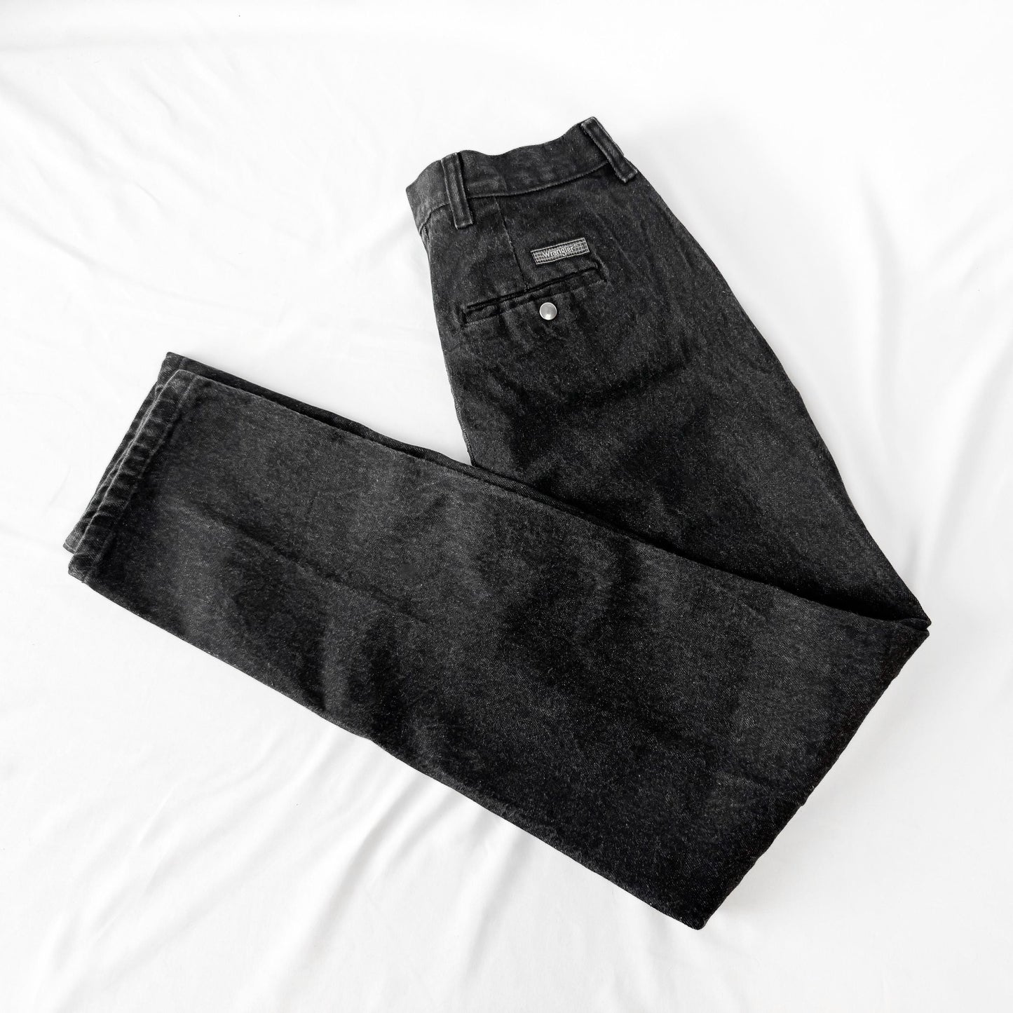 Vintage Wrangler Black Faded Single Pocket Tapered Denim Jeans, Sz. 28" x 30.5", Vintage Western Jeans