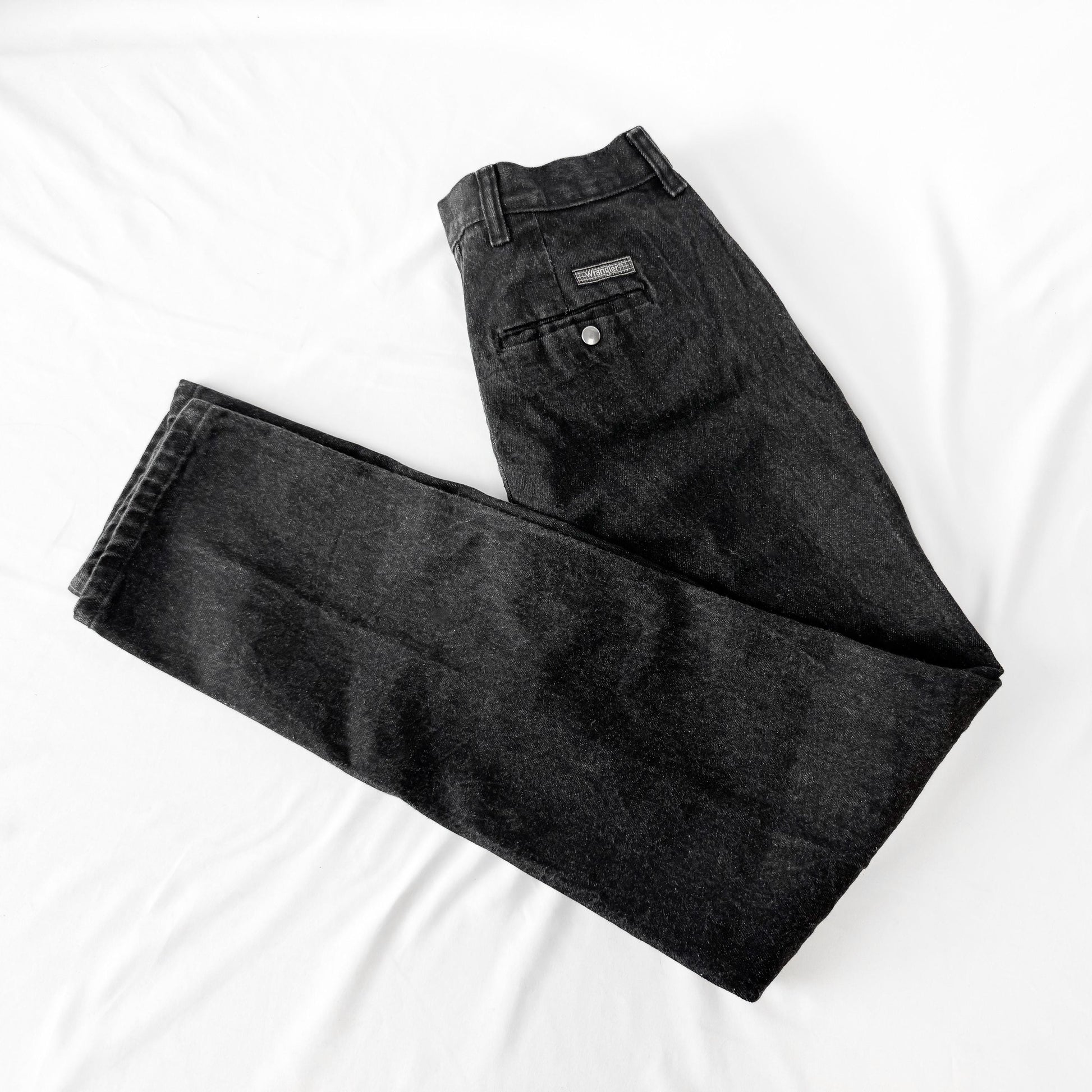 Vintage Wrangler Black Faded Single Pocket Tapered Denim Jeans, Sz. 28" x 30.5", Vintage Western Jeans