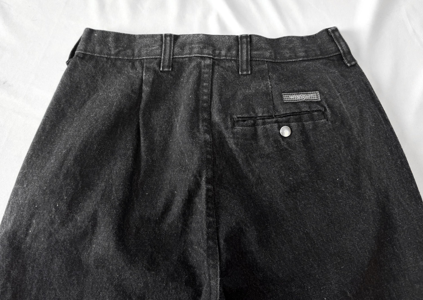 Vintage Wrangler Black Faded Single Pocket Tapered Denim Jeans, Sz. 28" x 30.5", Vintage Western Jeans