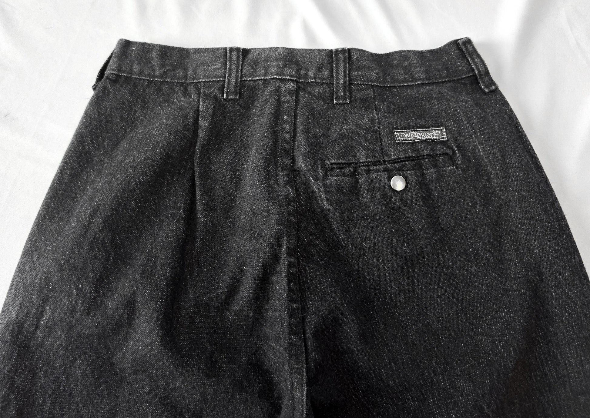 Vintage Wrangler Black Faded Single Pocket Tapered Denim Jeans, Sz. 28" x 30.5", Vintage Western Jeans