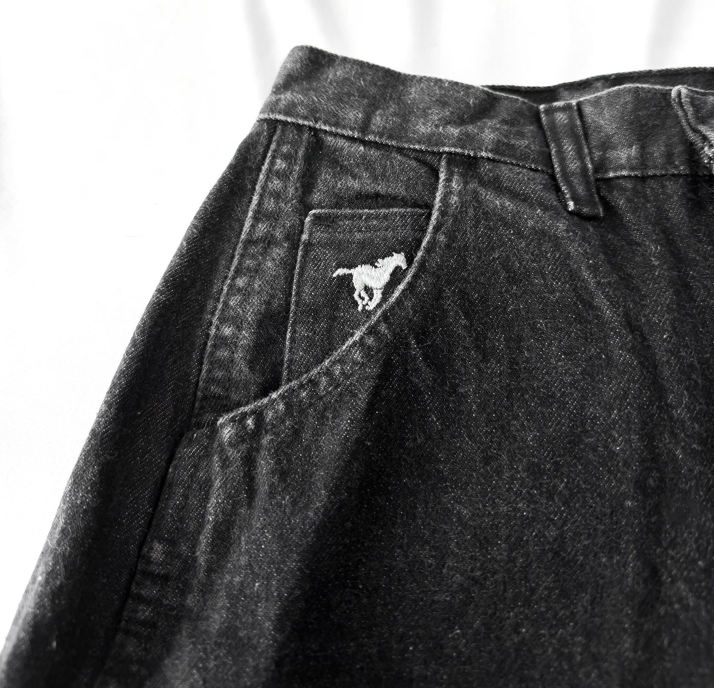 Vintage Wrangler Black Faded Single Pocket Tapered Denim Jeans, Sz. 28" x 30.5", Vintage Western Jeans