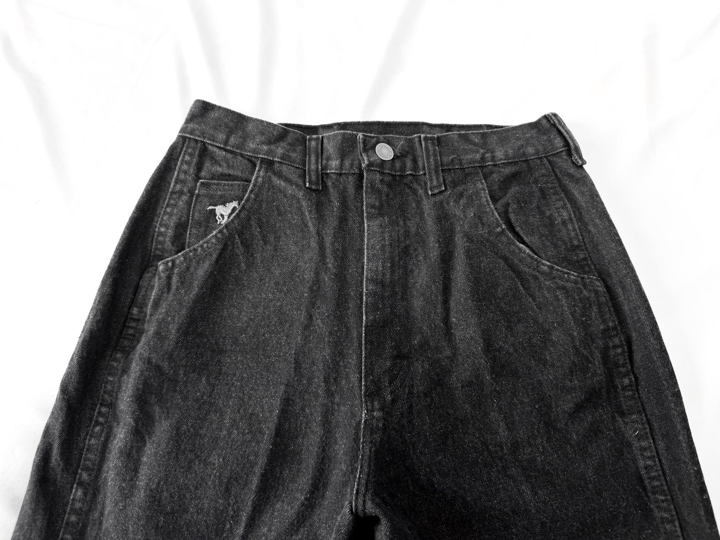 Vintage Wrangler Black Faded Single Pocket Tapered Denim Jeans, Sz. 28" x 30.5", Vintage Western Jeans
