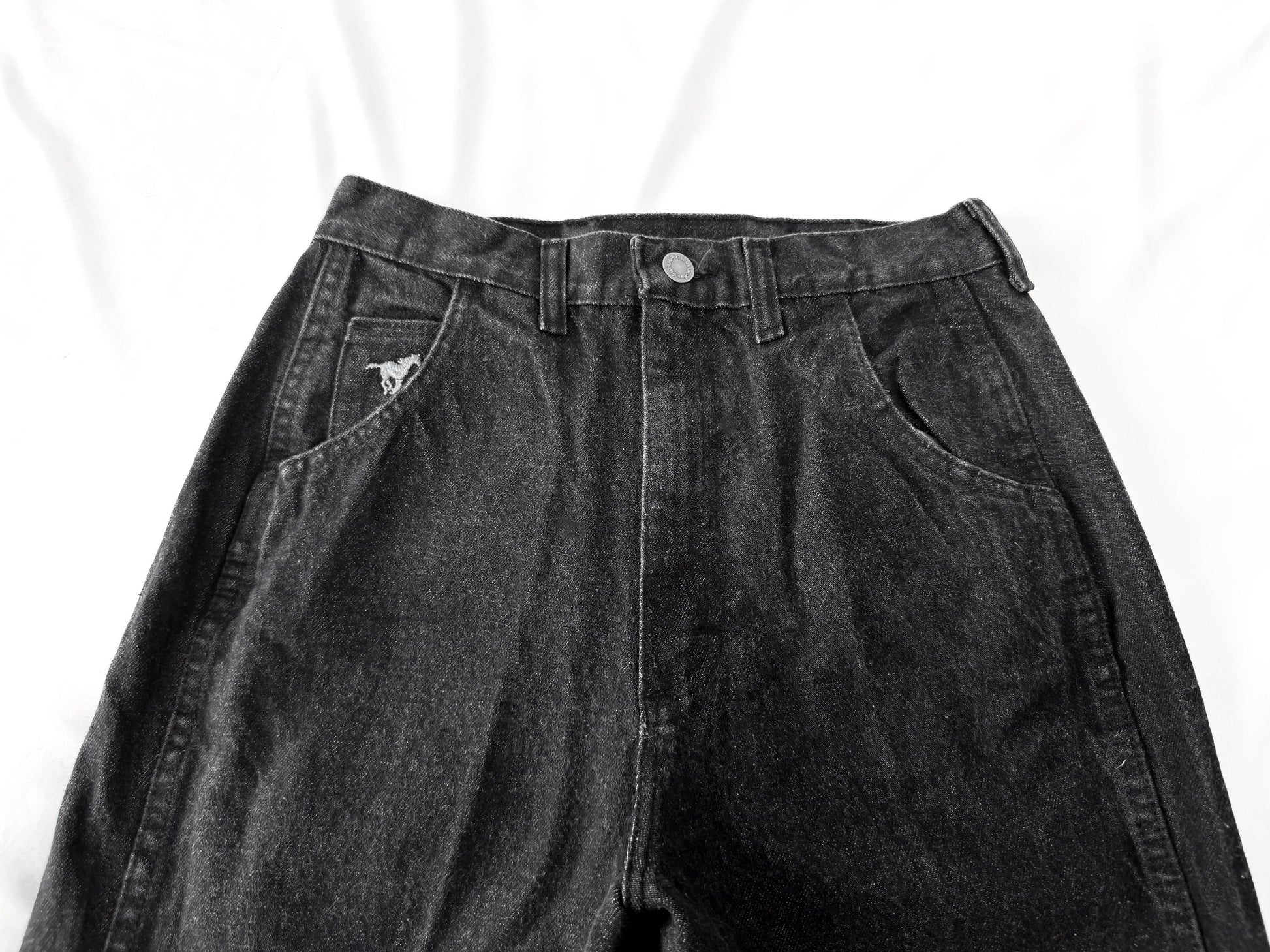 Vintage Wrangler Black Faded Single Pocket Tapered Denim Jeans, Sz. 28" x 30.5", Vintage Western Jeans