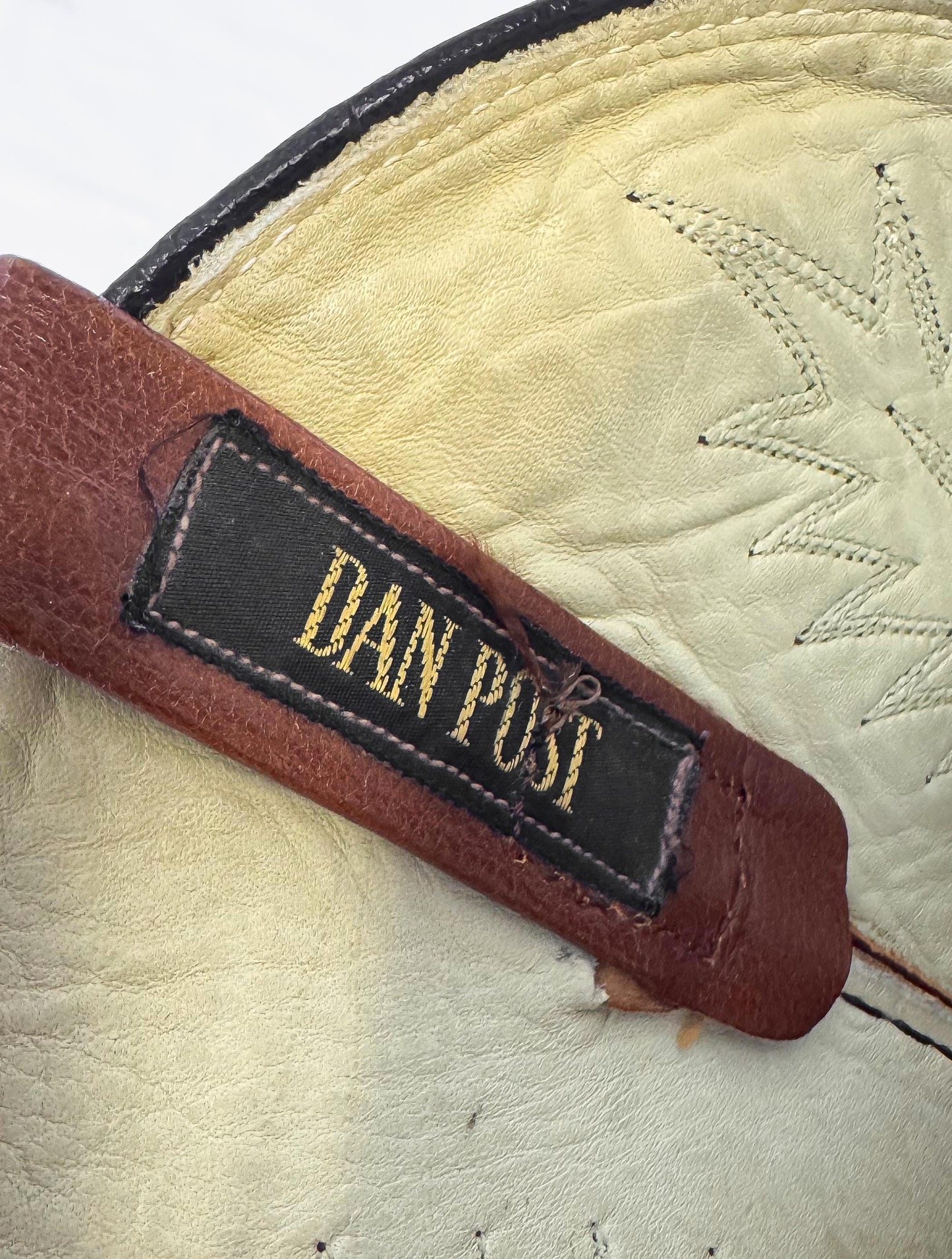 Vintage 70s Dan Post Brown Leather Embroidered Cowboy Boots, Women's Sz. 7.5C, Unique Western Festival Cowgirl Boots