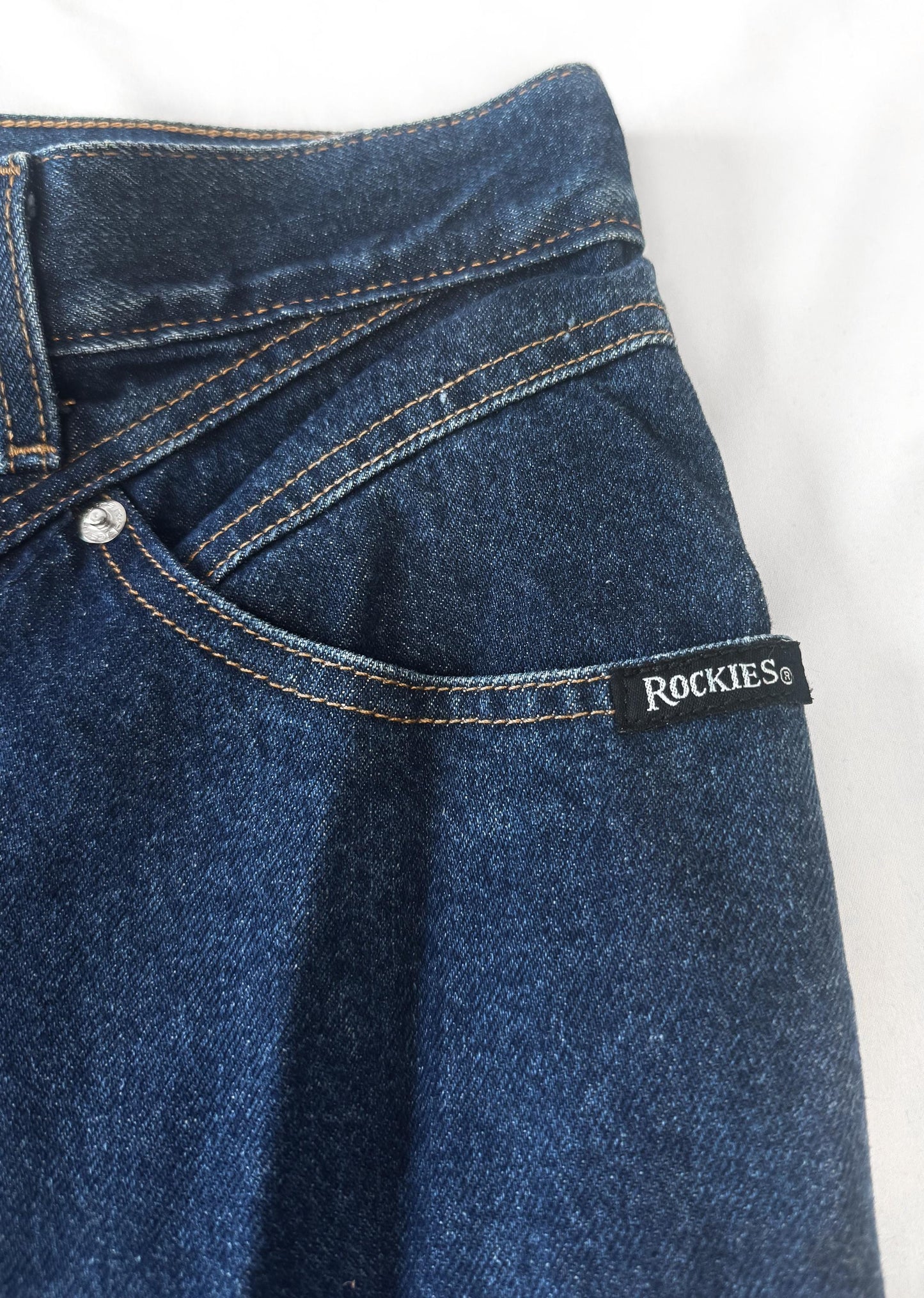 Vintage Rockies Dark Wash High Rise Tapered Jeans, Sz. 33" x 37", Vintage Western Jeans