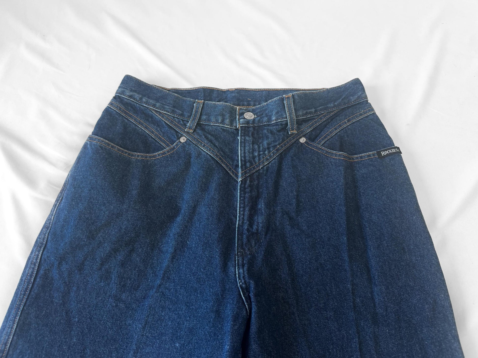 Vintage Rockies Dark Wash High Rise Tapered Jeans, Sz. 33" x 37", Vintage Western Jeans