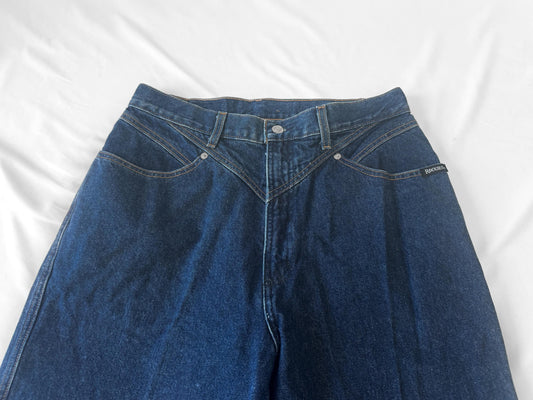 Vintage Rockies Dark Wash High Rise Tapered Jeans, Sz. 33" x 37", Vintage Western Jeans
