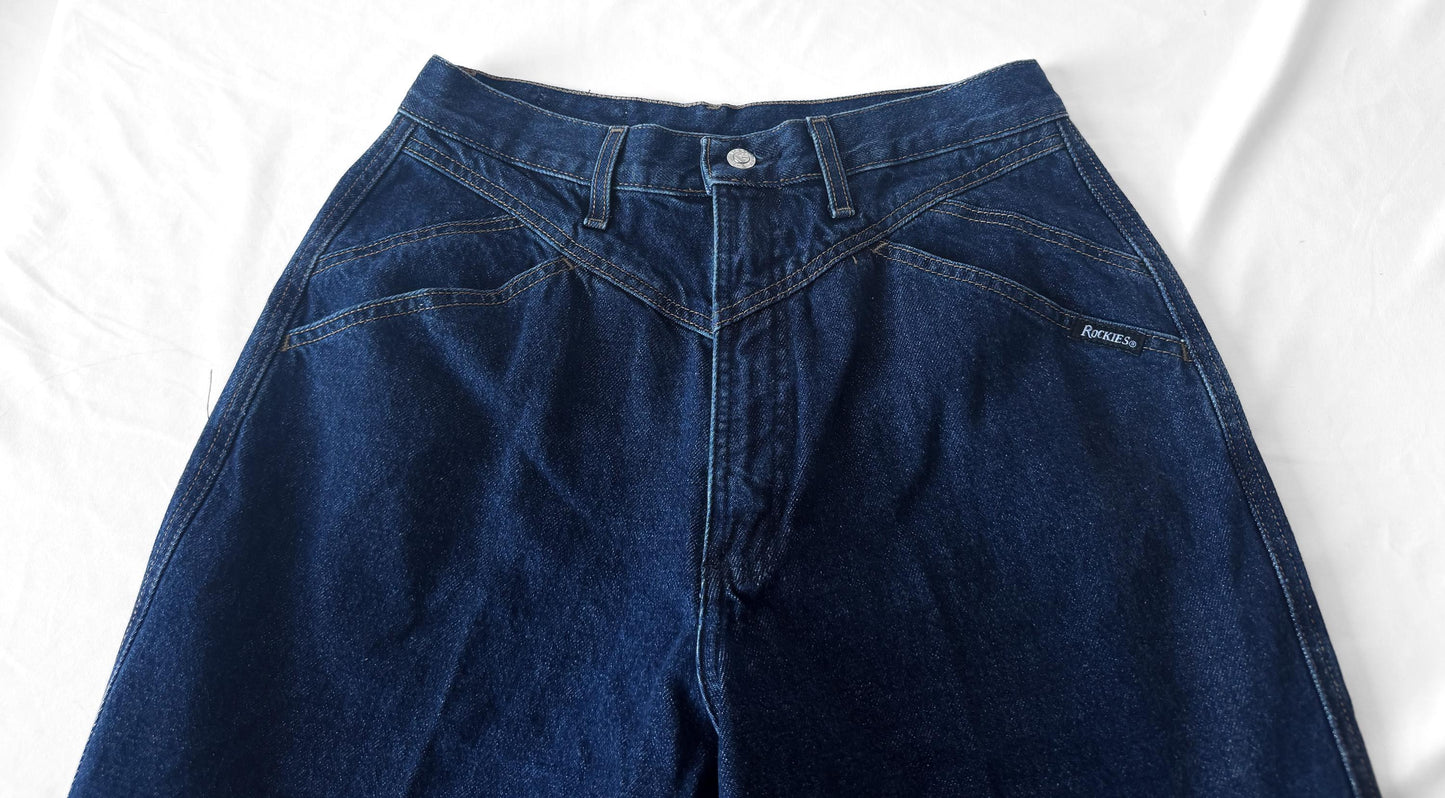 Vintage Rockies Dark Wash High Rise Tapered Leg Jeans, Sz. 30" x 36", Vintage Western Jeans