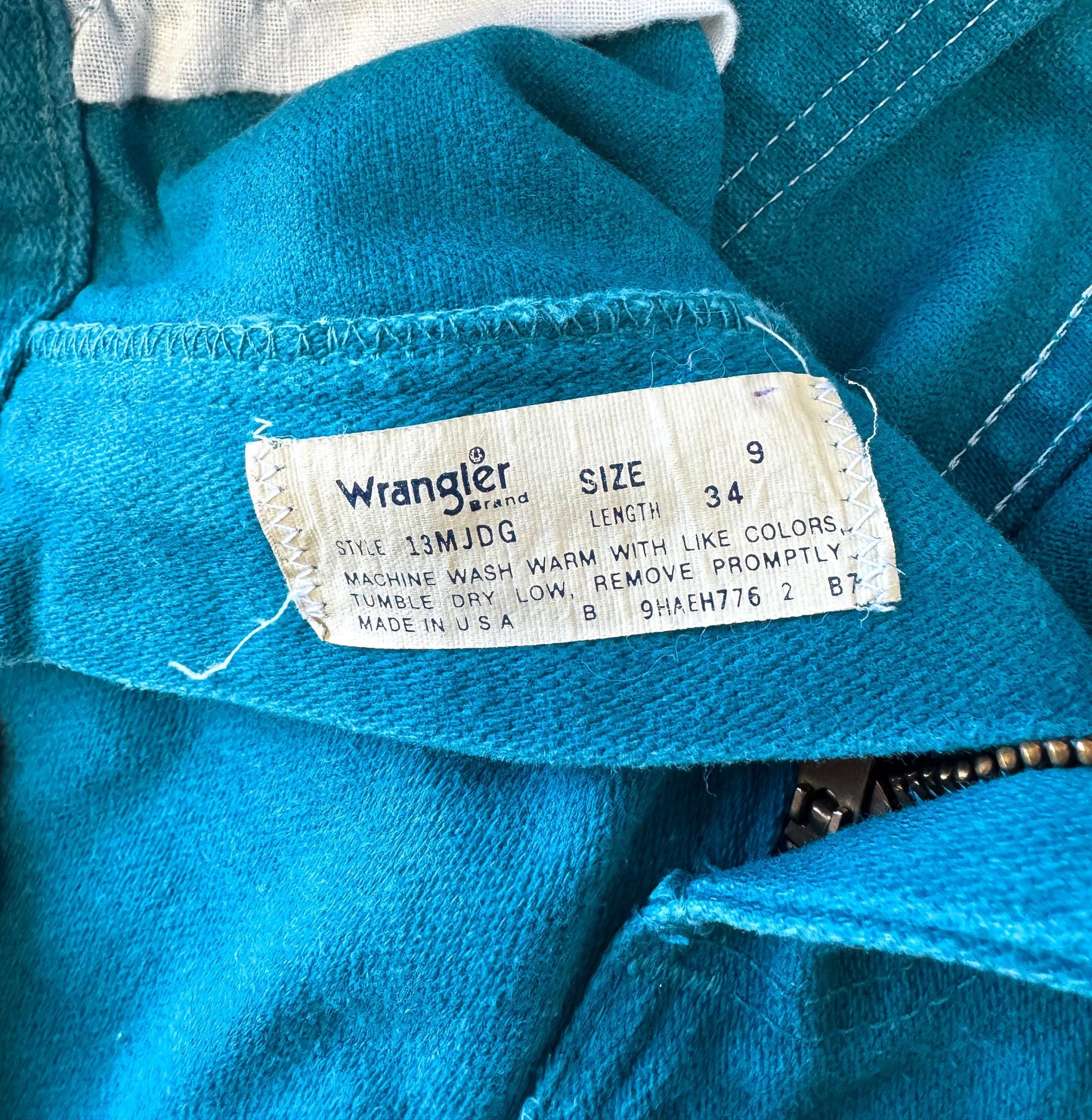 Vintage Wrangler Teal Blue Tapered Leg Jeans, Sz. 26" x 33", Unique Statement Western Festival Jeans