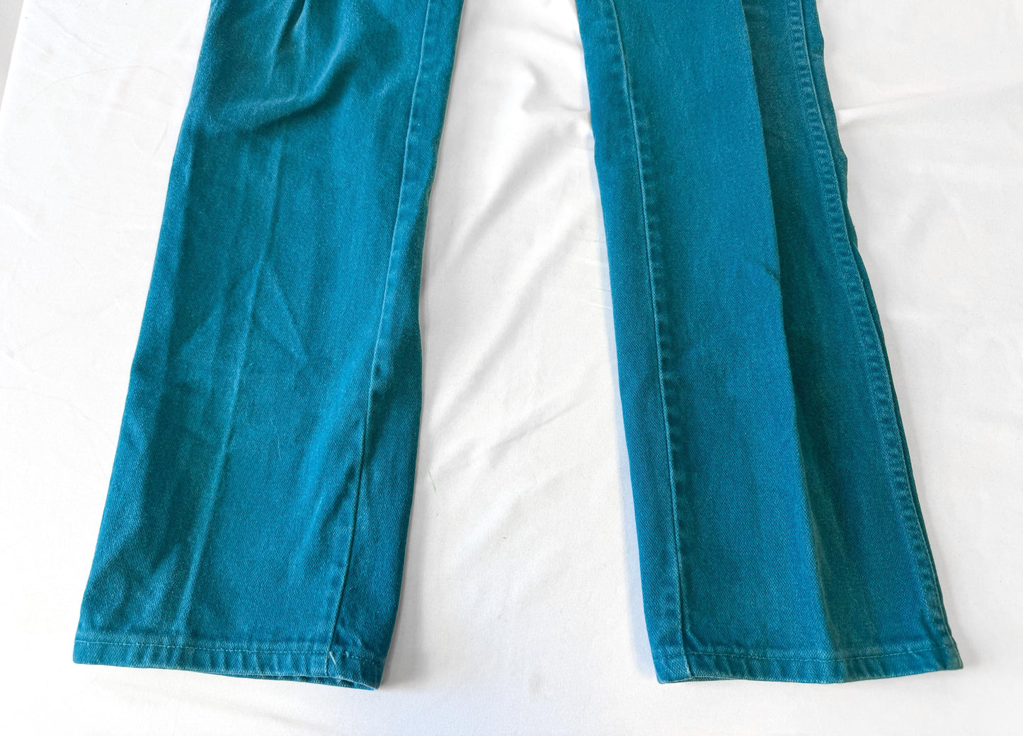 Vintage Wrangler Teal Blue Tapered Leg Jeans, Sz. 26" x 33", Unique Statement Western Festival Jeans