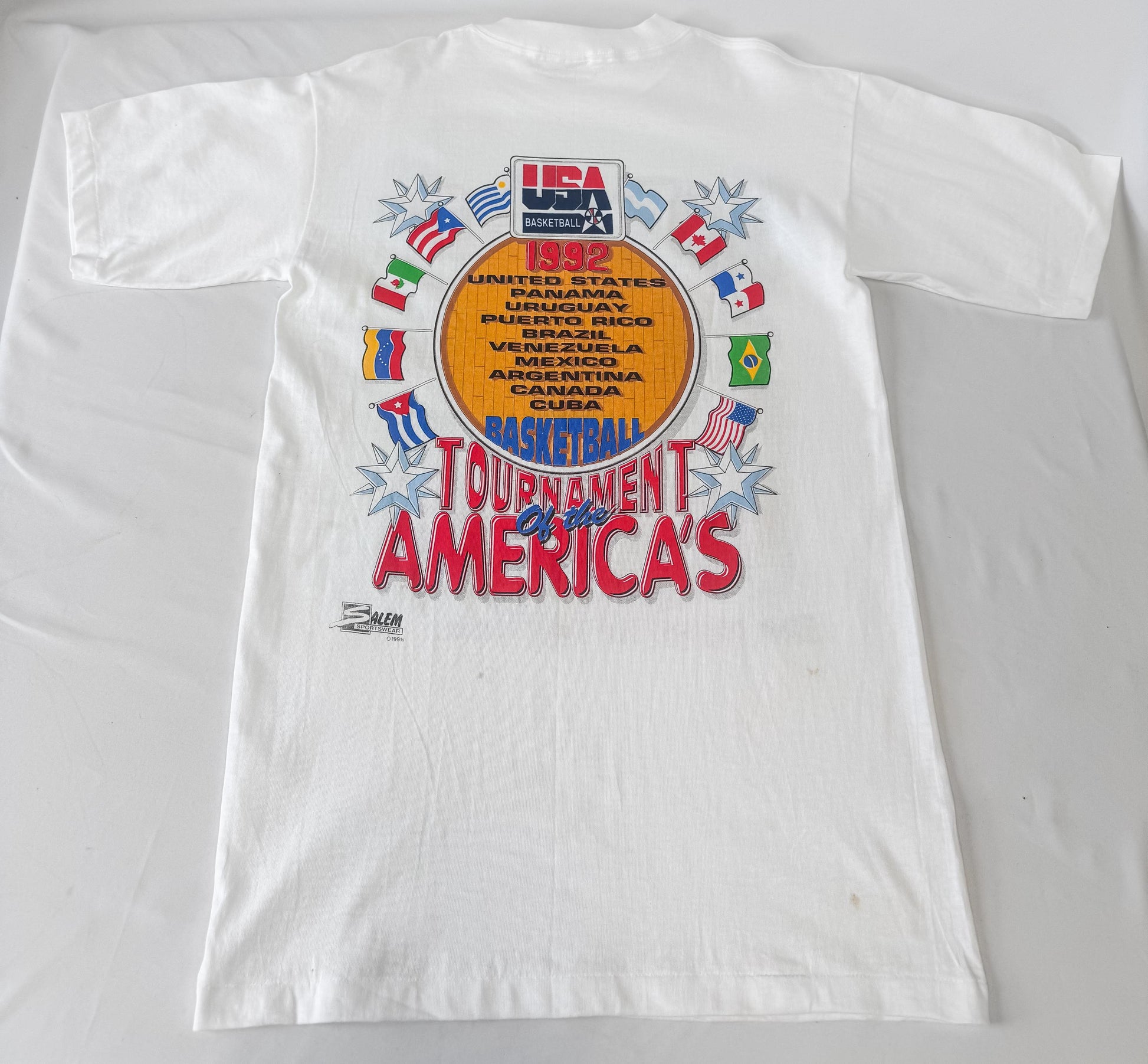Vintage 1992 Olympic Dream Team Barcelona "America's Team" NBA Tee Shirt, Men's Sz. M, Vintage Retro NBA Sportswear Shirt
