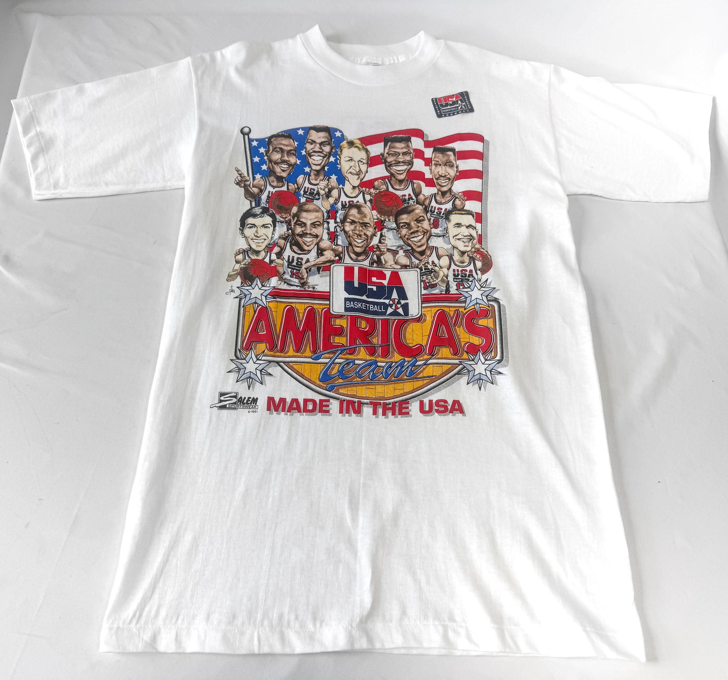 Vintage 1992 Olympic Dream Team Barcelona "America's Team" NBA Tee Shirt, Men's Sz. M, Vintage Retro NBA Sportswear Shirt