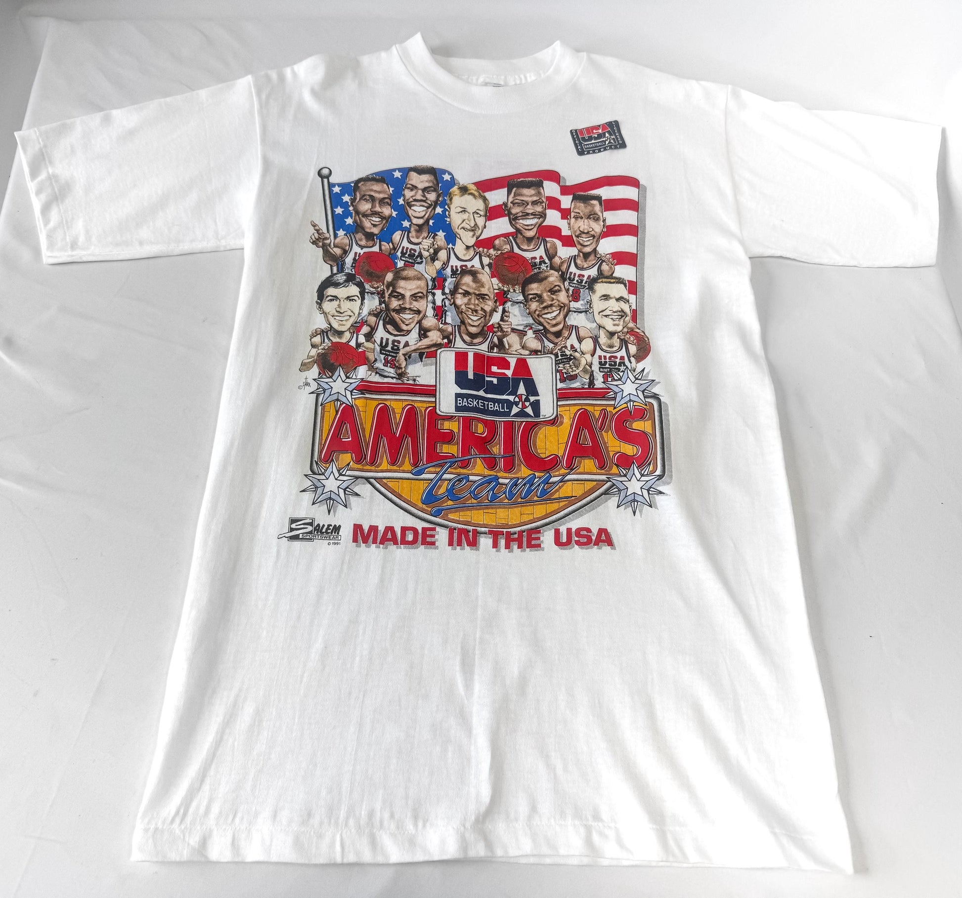 Vintage 1992 Olympic Dream Team Barcelona "America's Team" NBA Tee Shirt, Men's Sz. M, Vintage Retro NBA Sportswear Shirt