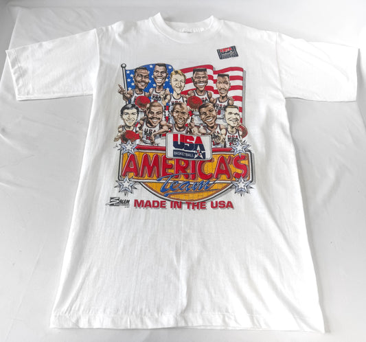 Vintage 1992 Olympic Dream Team Barcelona "America's Team" NBA Tee Shirt, Men's Sz. M, Vintage Retro NBA Sportswear Shirt