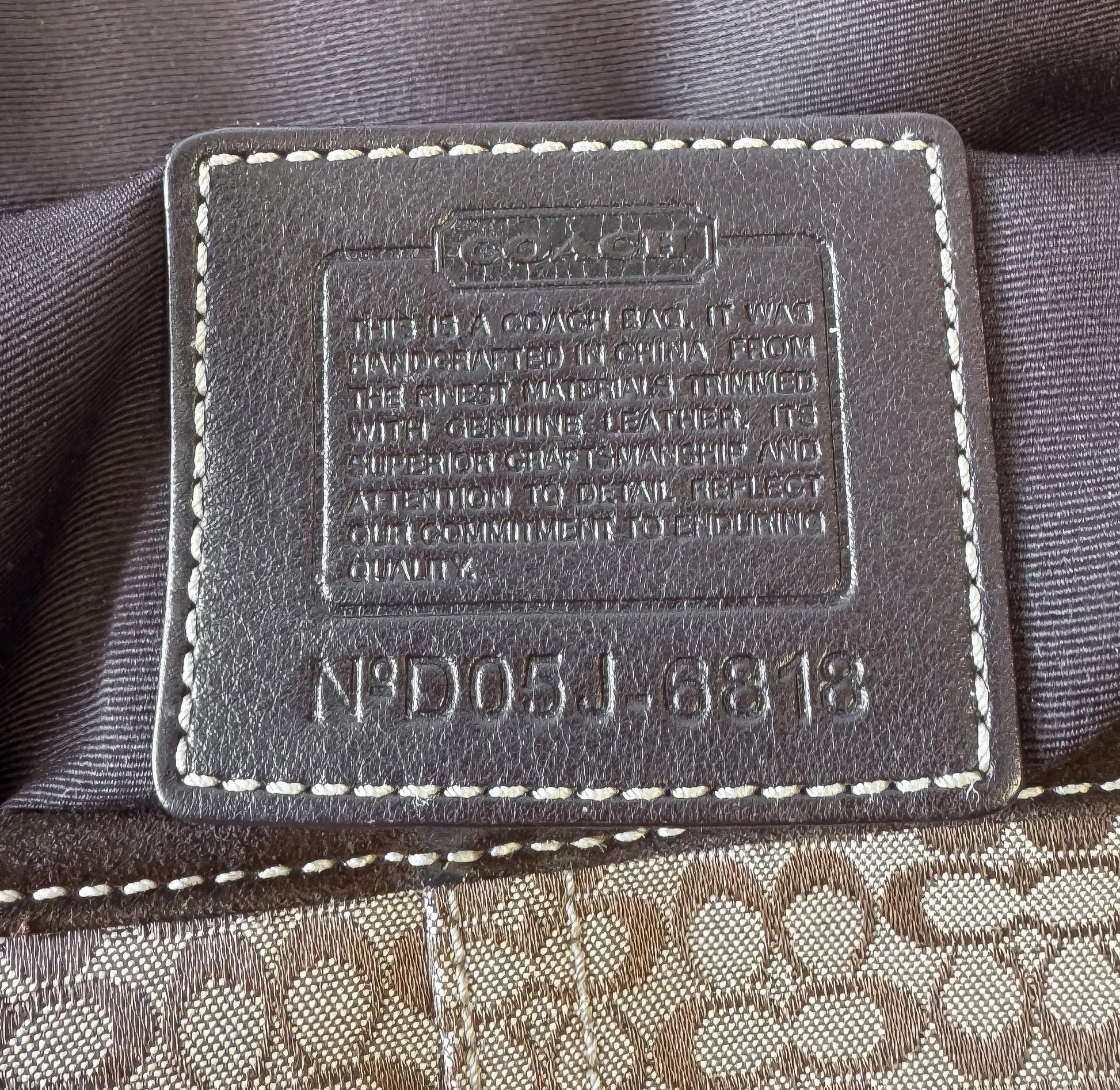 Y2K Coach Soho Brown Beige Suede Leather Trim Signature C Canvas Shoulder Bag, Style 6818