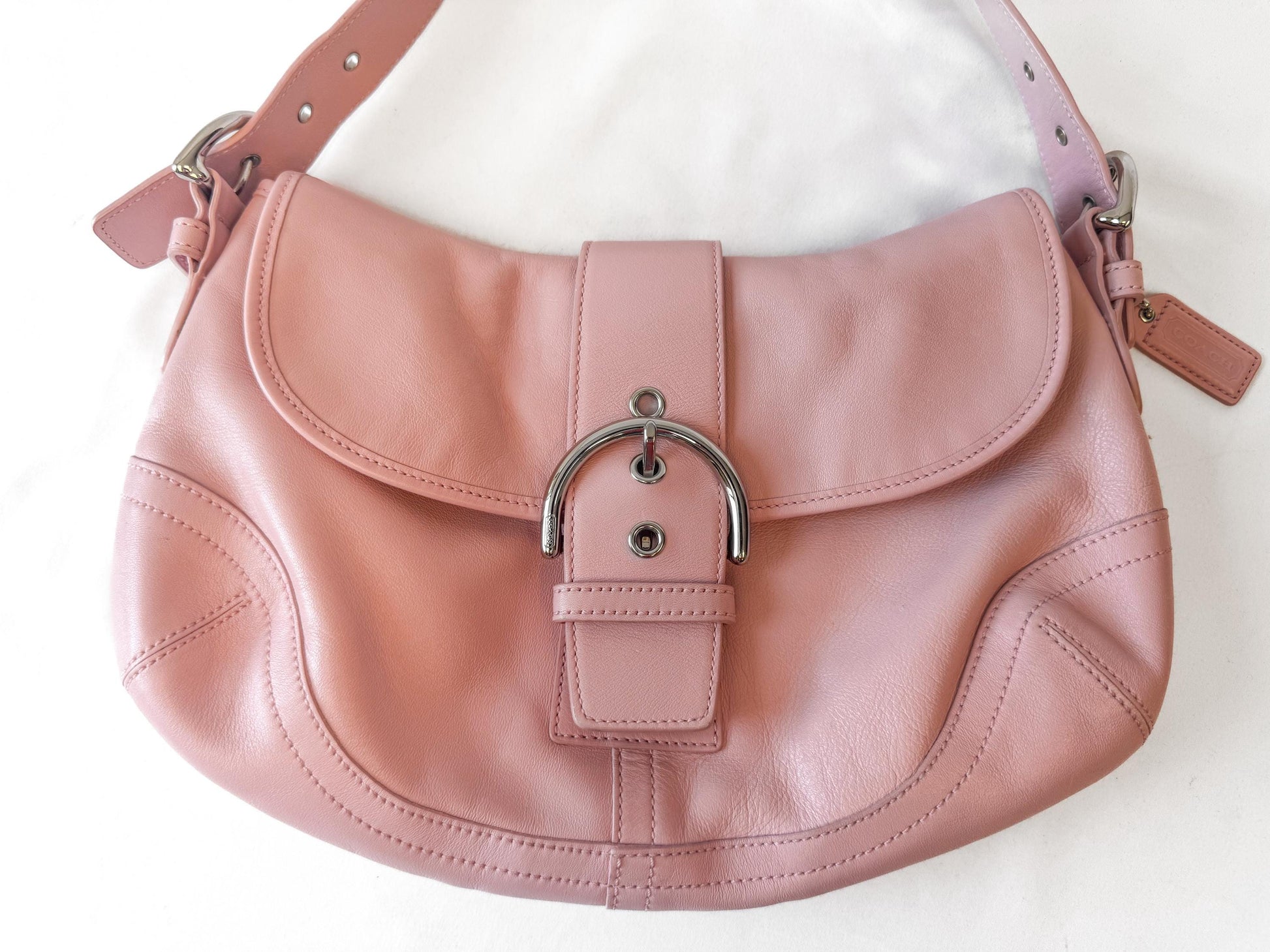 Vintage Y2K Coach Soho Medium Baby Pink Leather Shoulder Bag, Style 9248, 00s Rare Collectors Coach Purse