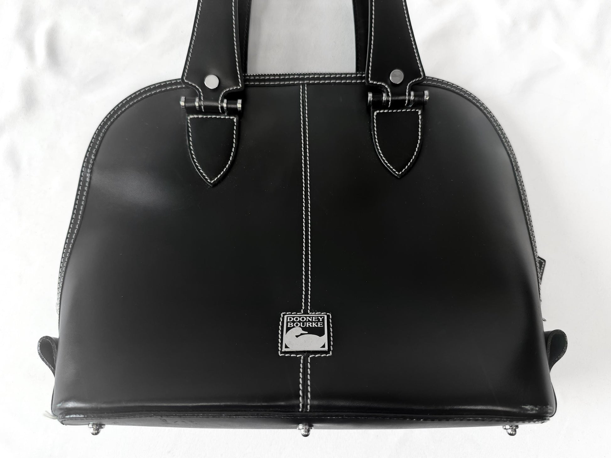 Vintage Dooney and Bourke Toiny Black Smooth Leather Satchel Top Handle Bag