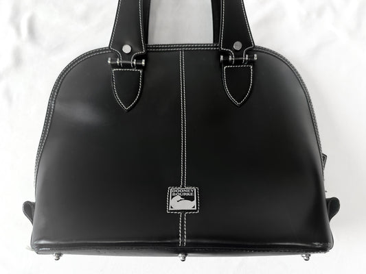 Vintage Dooney and Bourke Toiny Black Smooth Leather Satchel Top Handle Bag
