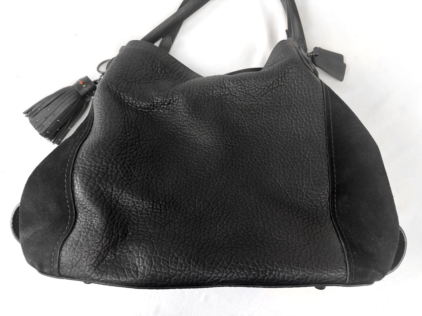 Modern Coach Edie 42 Black Leather Suede Slouchy Shoulder Bag, Style 57647