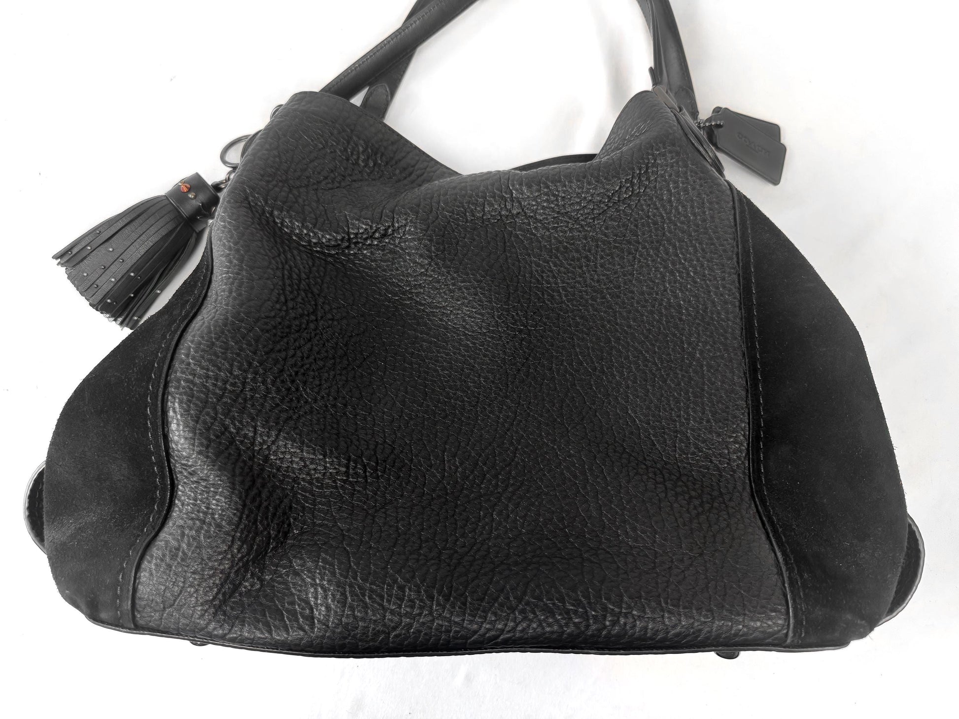 Modern Coach Edie 42 Black Leather Suede Slouchy Shoulder Bag, Style 57647