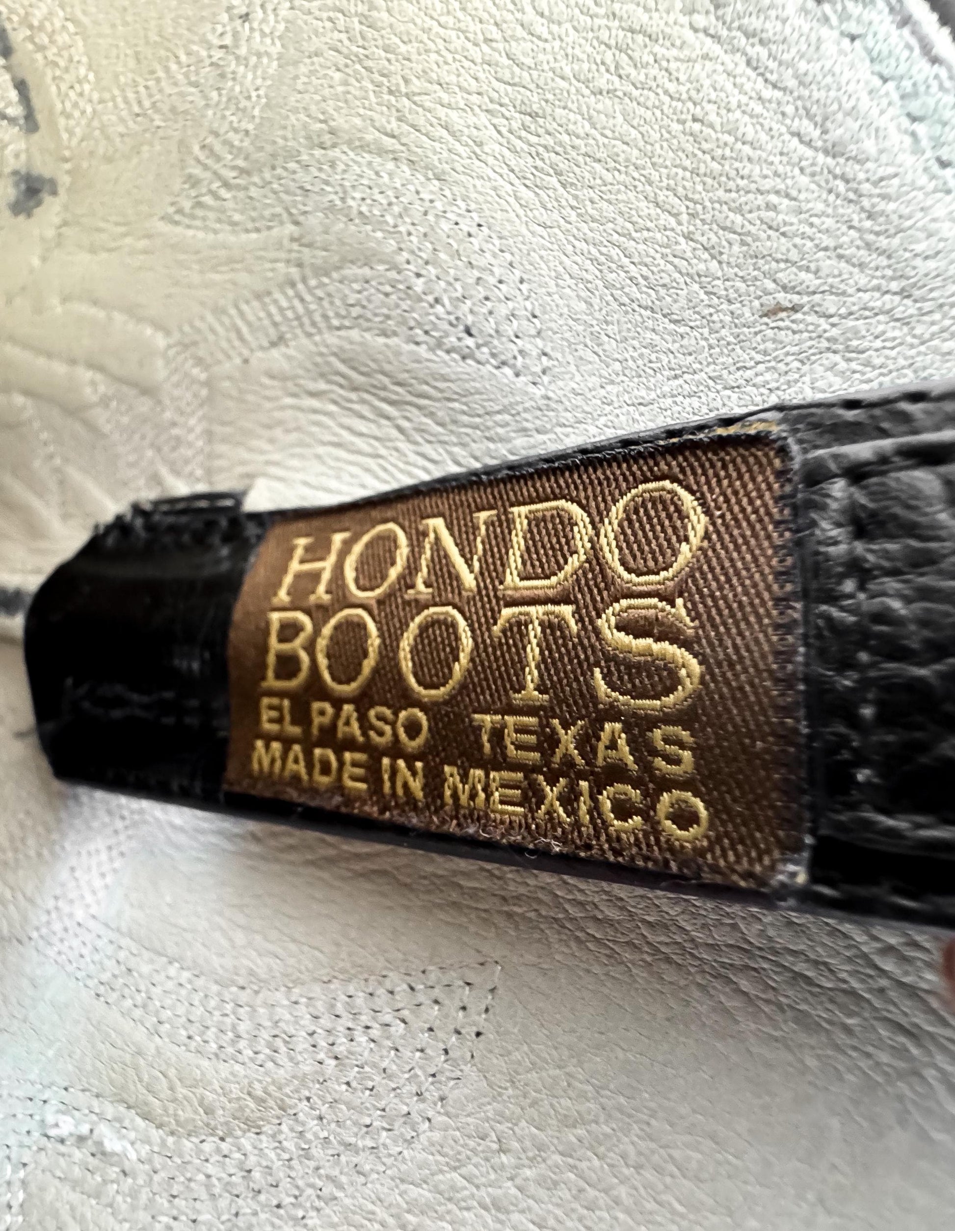 Vintage Hondo Black Leather Embroidered Cowboy Boots, Men's Sz. 8.5D, Vintage Unisex Western Festival Boots